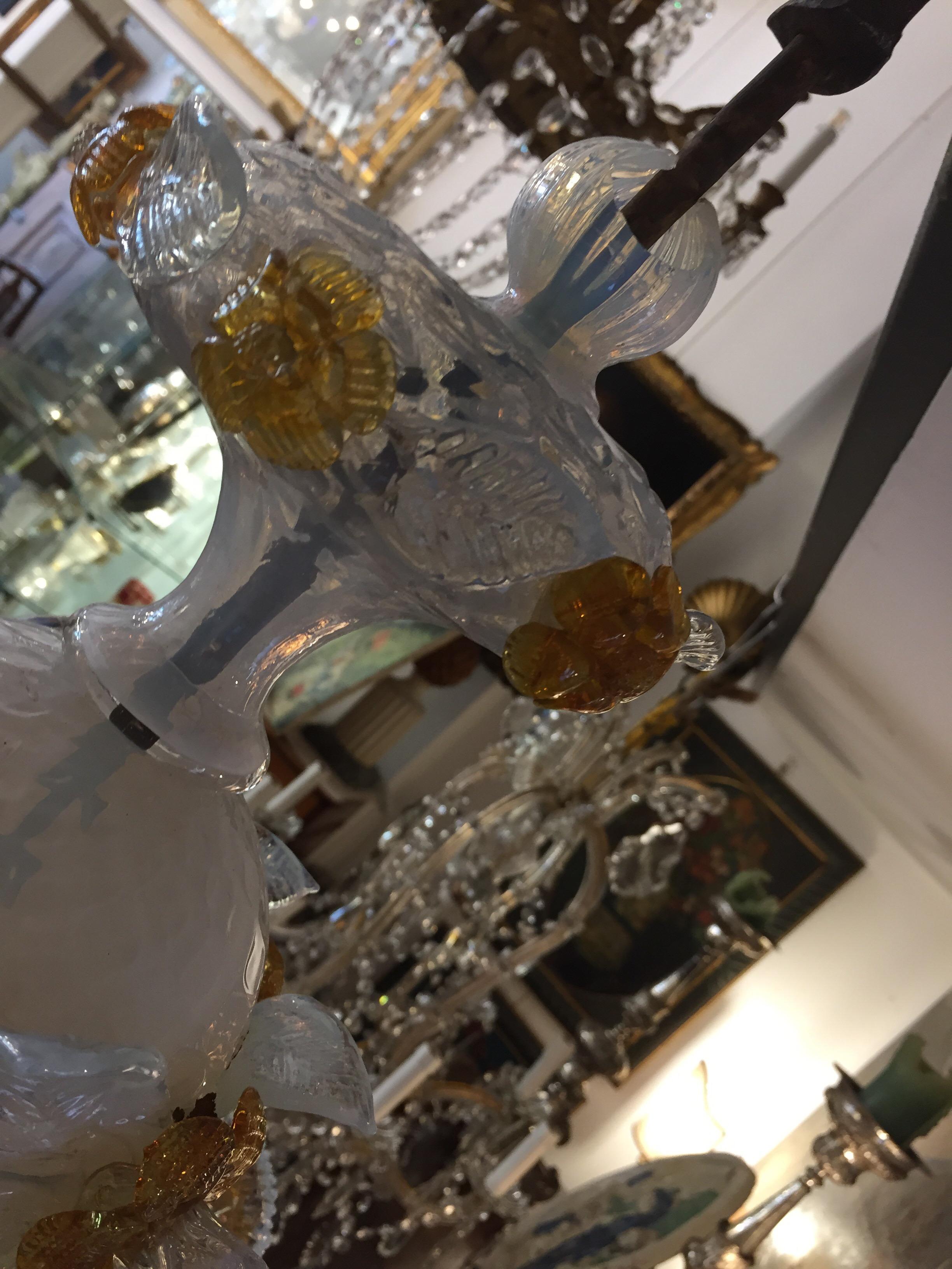 19th Century Venetian Murano Chandelier Opalescent Iridescent Glass  14
