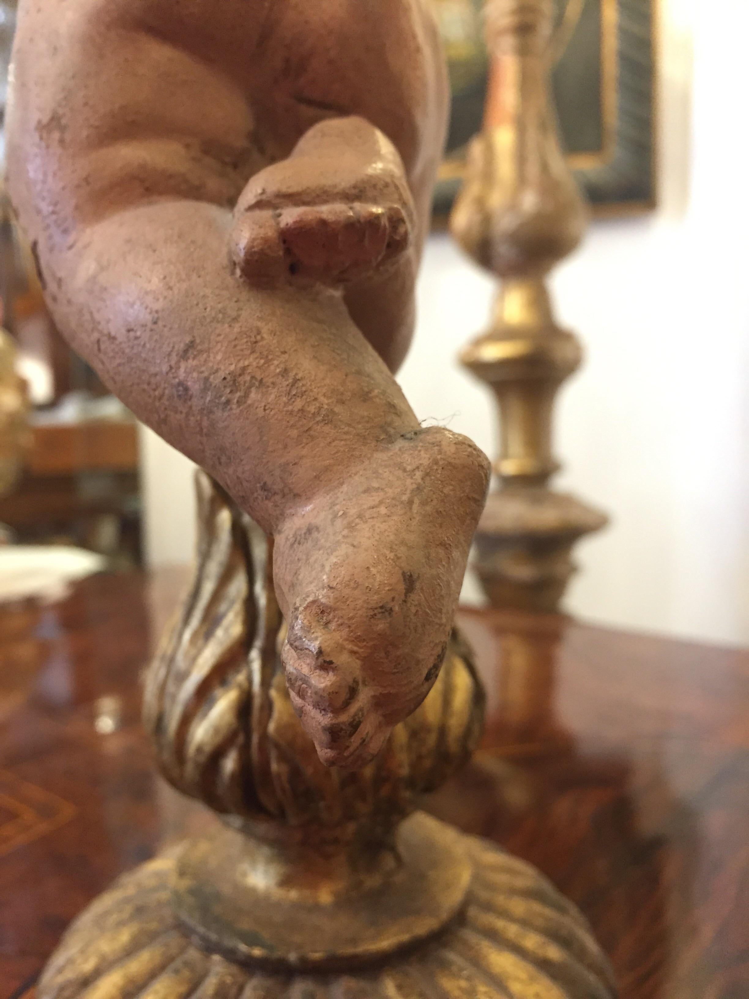 Pair of 18th Century Italian Neapolitan Cherubs Terracotta Putti Sculptures 8