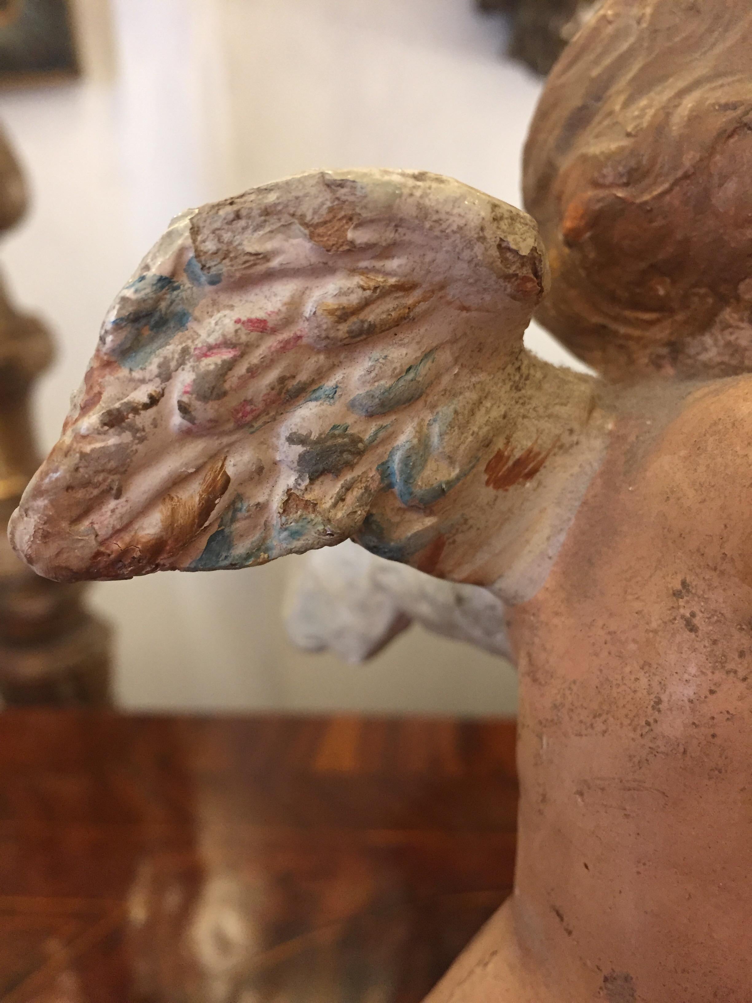 Pair of 18th Century Italian Neapolitan Cherubs Terracotta Putti Sculptures 9