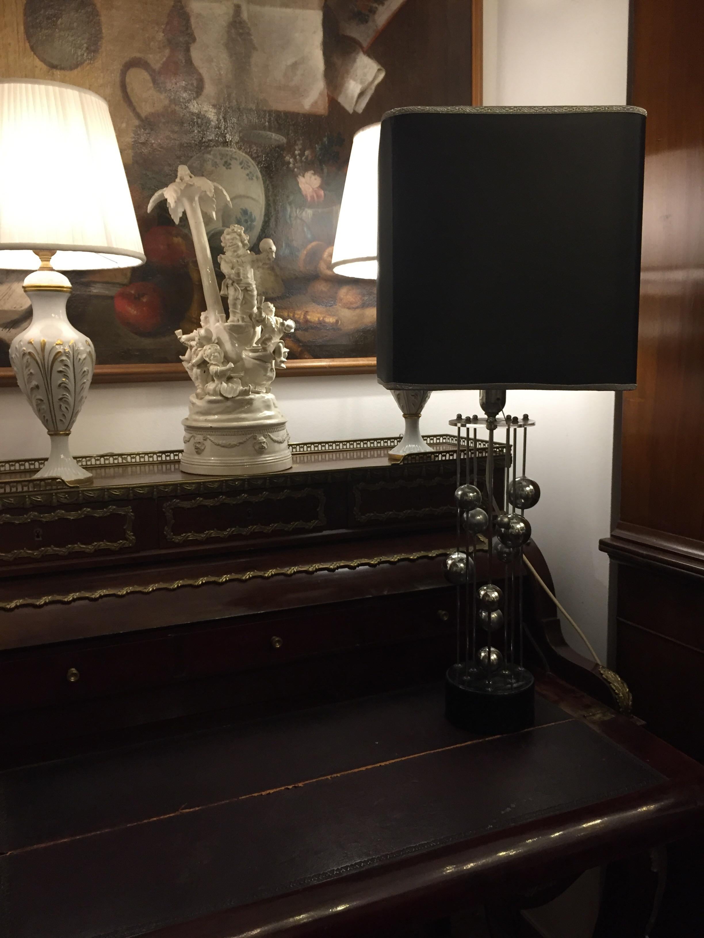 Lampe de bureau Banci Firenze en acier chromé du XXe siècle  Lampe italienne  Ombre noire en vente 10