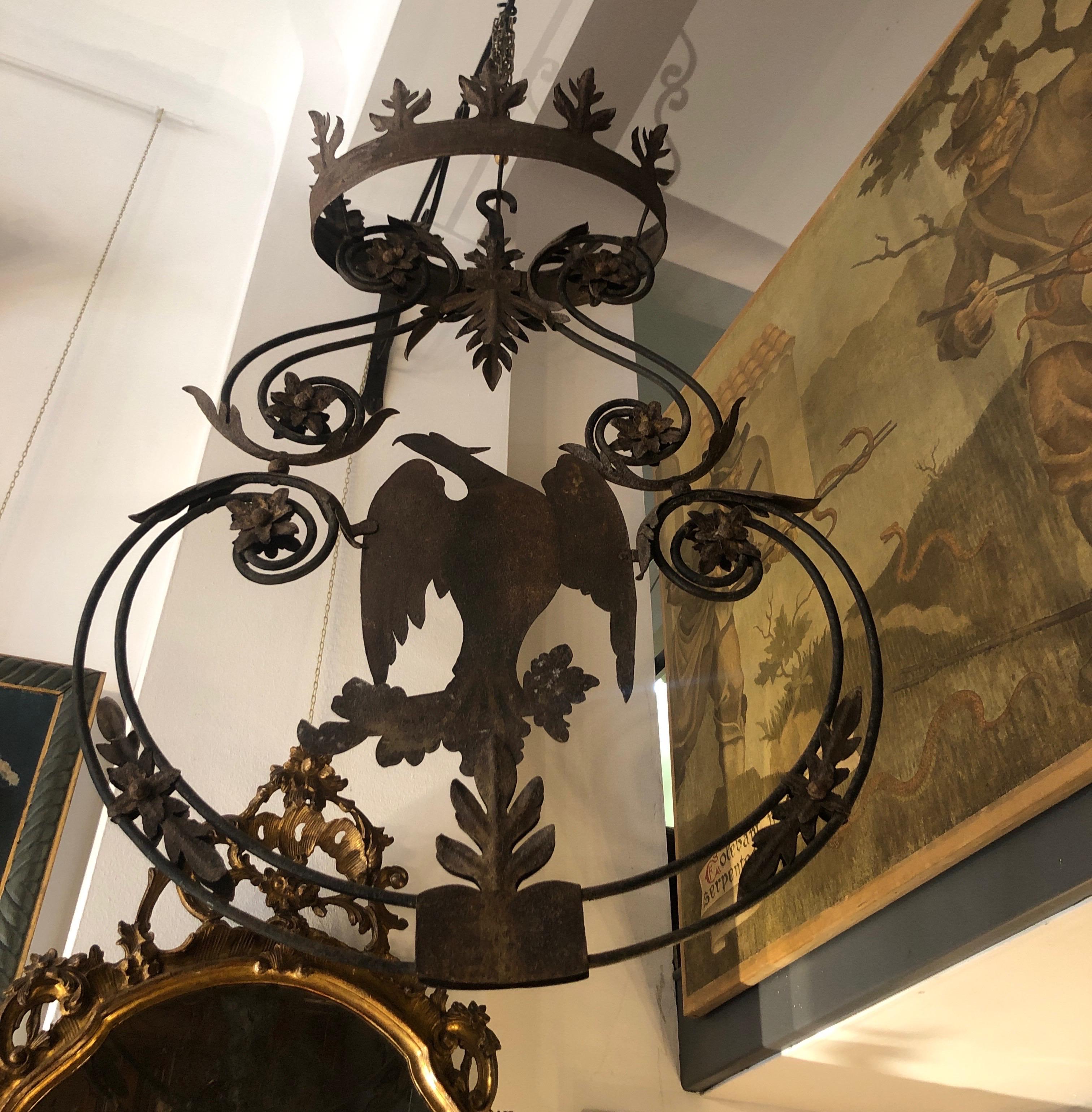 18. Jahrhundert großes Schild mit Adler gekrönt Eisen doppelseitige italienische Zeichen im Angebot 2