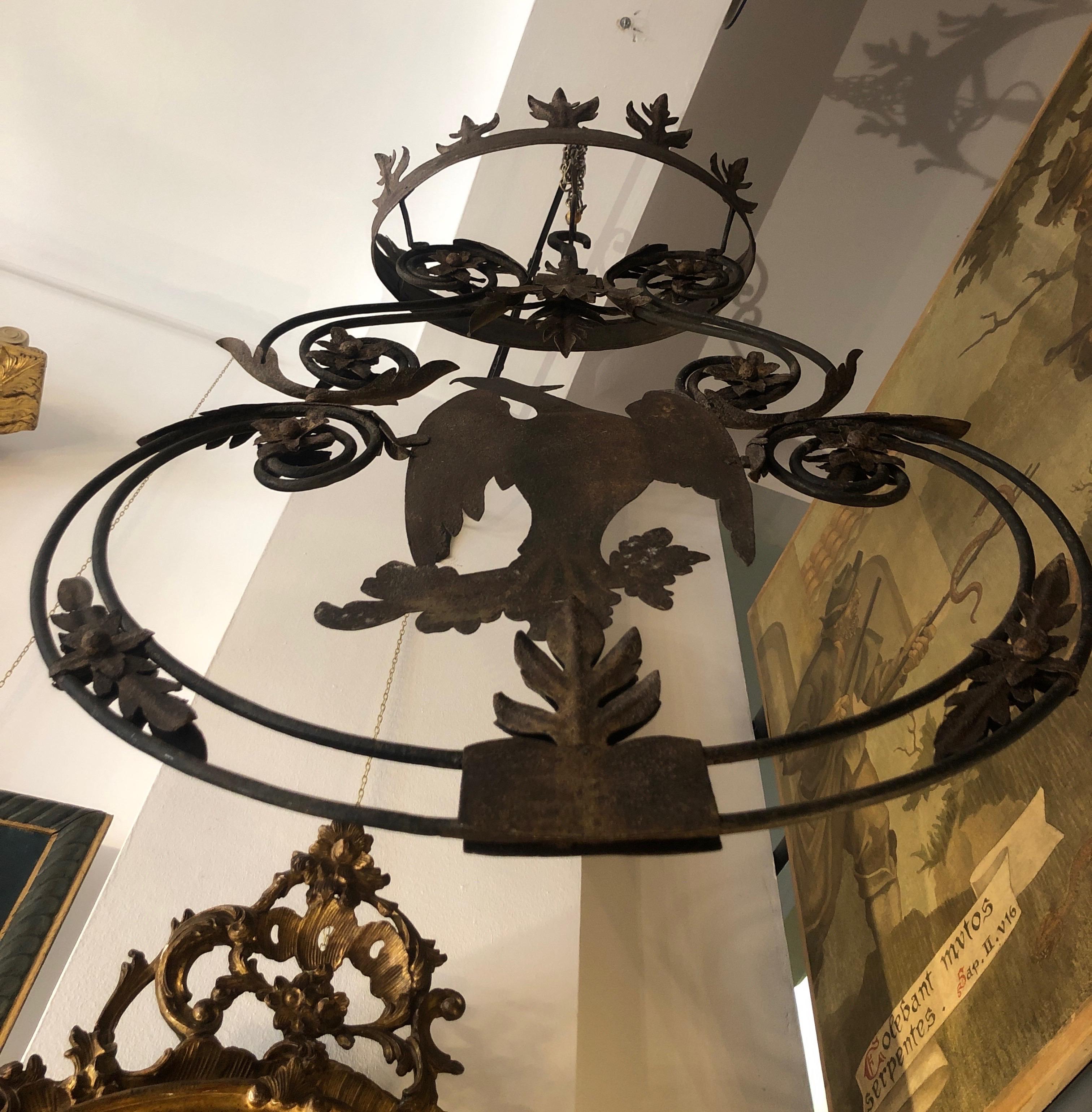 18. Jahrhundert großes Schild mit Adler gekrönt Eisen doppelseitige italienische Zeichen im Angebot 3