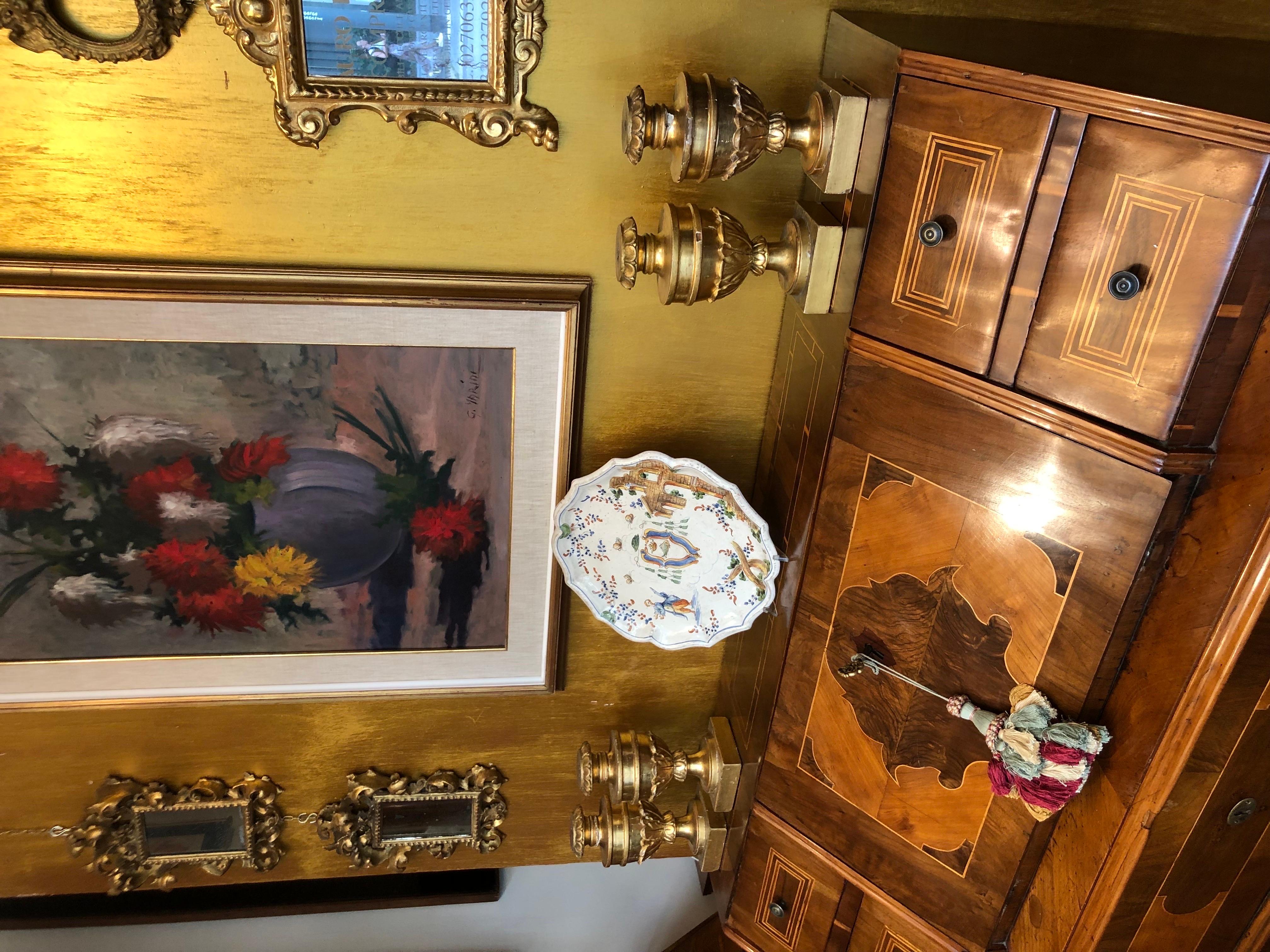 Coppia di Specchi Barocchi Italiani Dorati 1800 Foglie Acanto Kartusche im Angebot 7