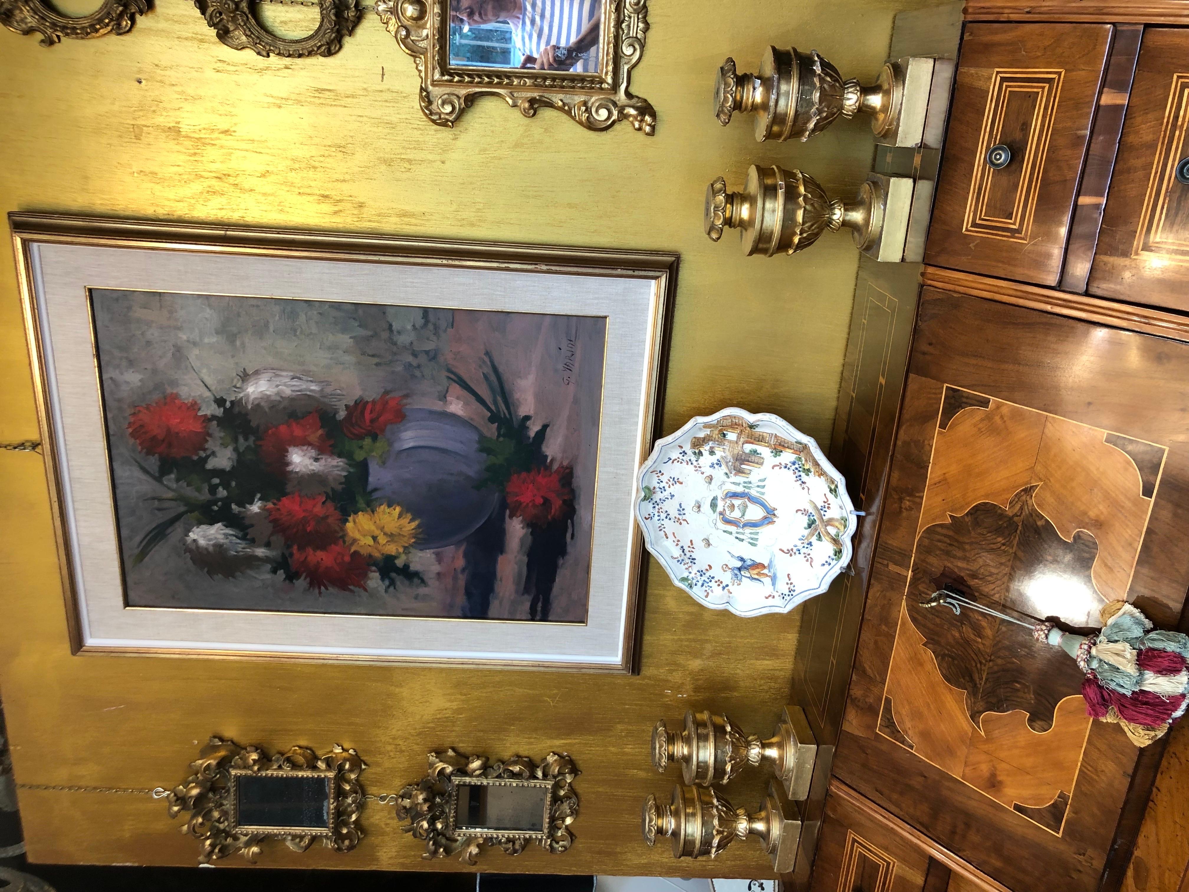 Coppia di Specchi Barocchi Italiani Dorati 1800 Foglie Acanto Kartusche im Angebot 8
