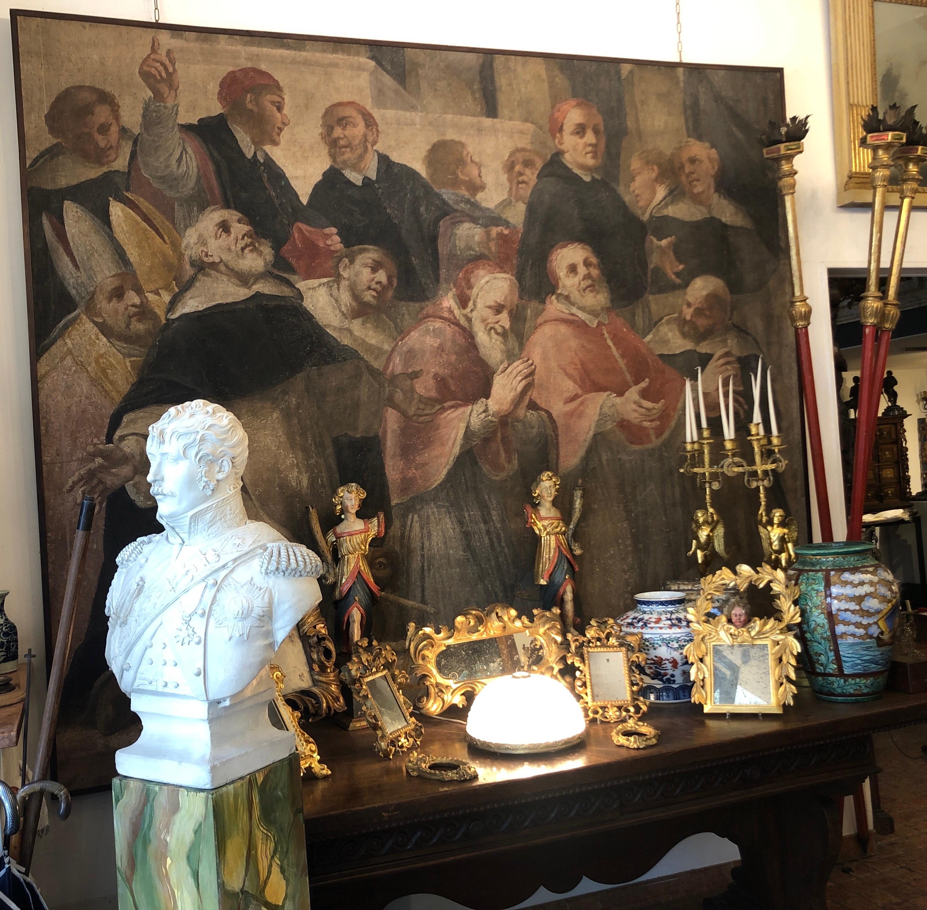 Grande Affresco Italiano Inizio 1700 Padri Domenicani di Francesco Malcotto in vendita 8