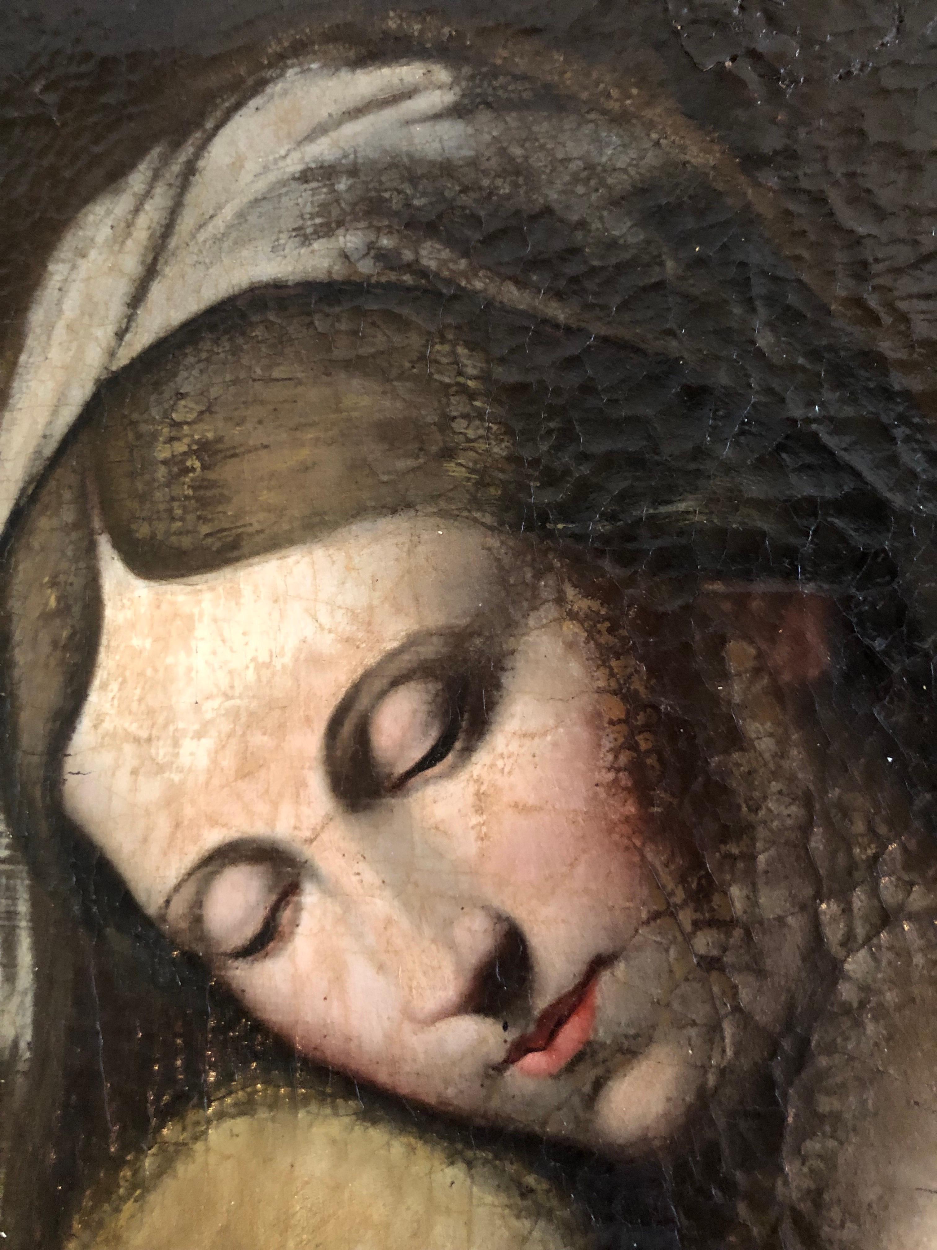 Virgen con el Niño Pintura italiana Finales del siglo XVII en venta 3