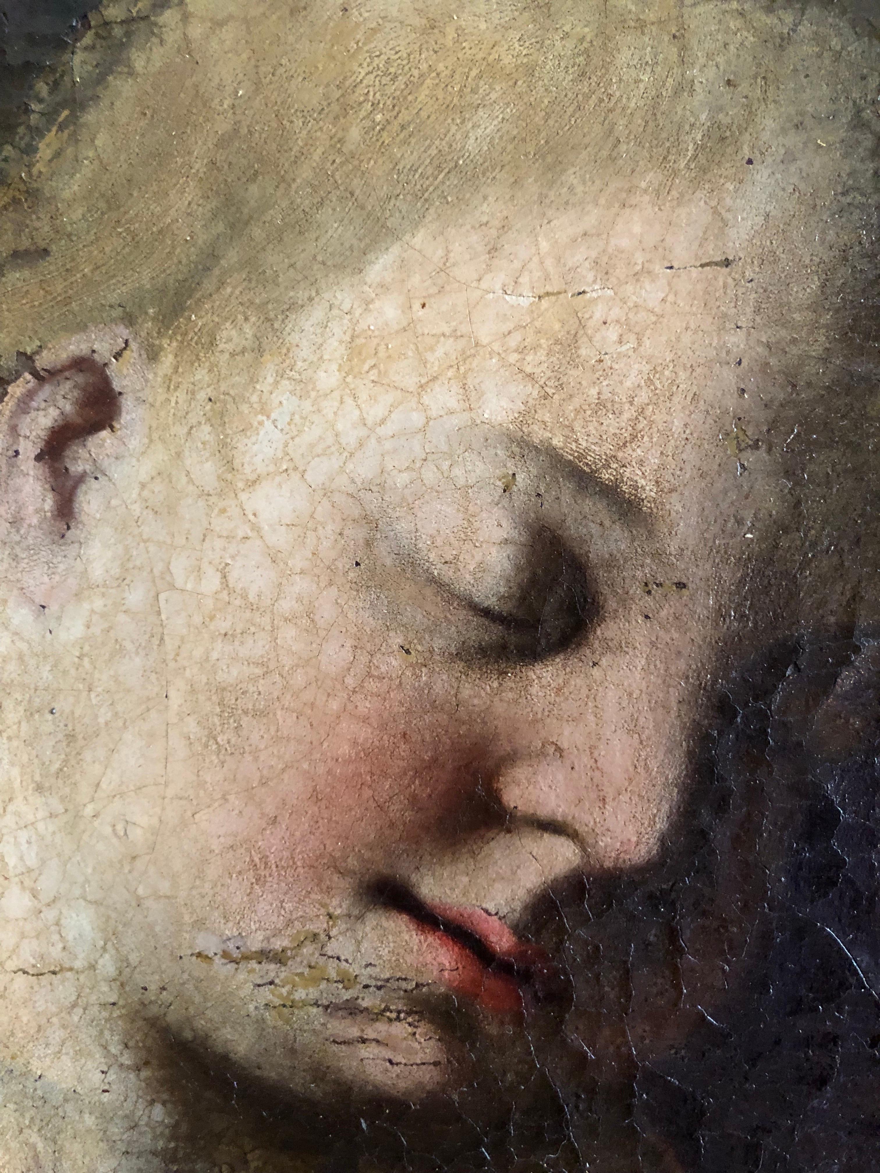 Virgen con el Niño Pintura italiana Finales del siglo XVII en venta 5