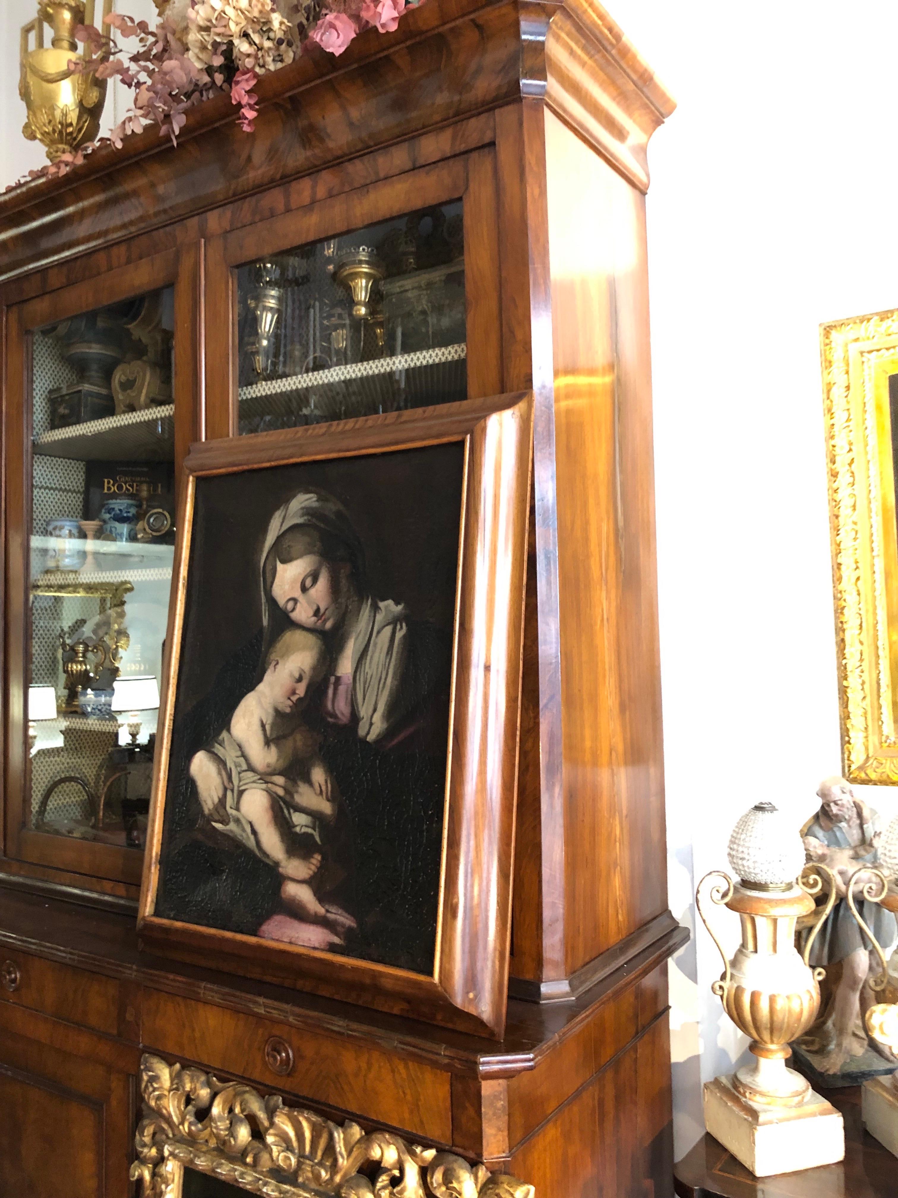 Virgen con el Niño Pintura italiana Finales del siglo XVII en venta 4