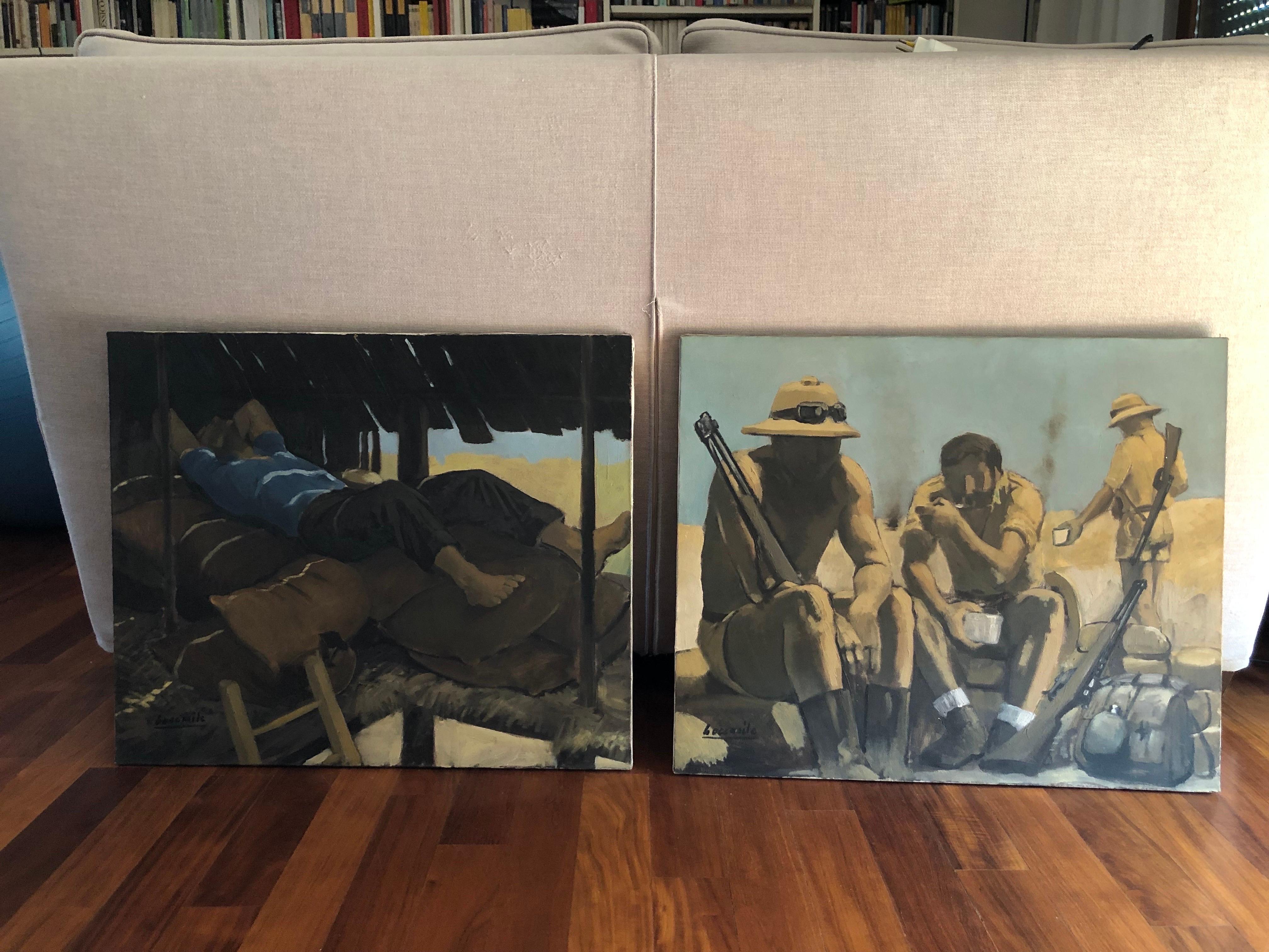 World War II Italian Soldiers in North Africa Desert by Bocassile, 1978 circa For Sale 1