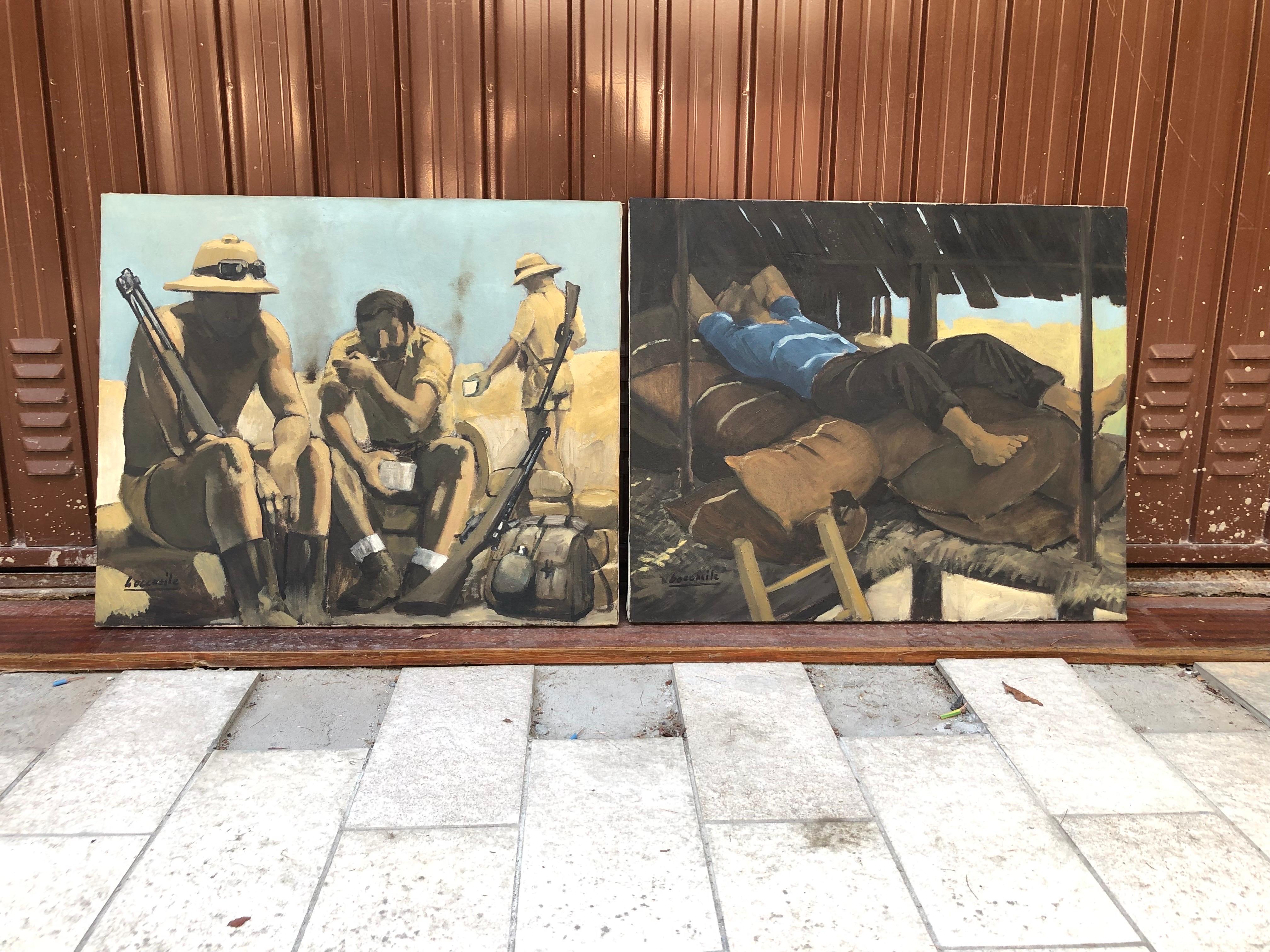 World War II Italian Soldiers in North Africa Desert by Bocassile, 1978 circa For Sale 2