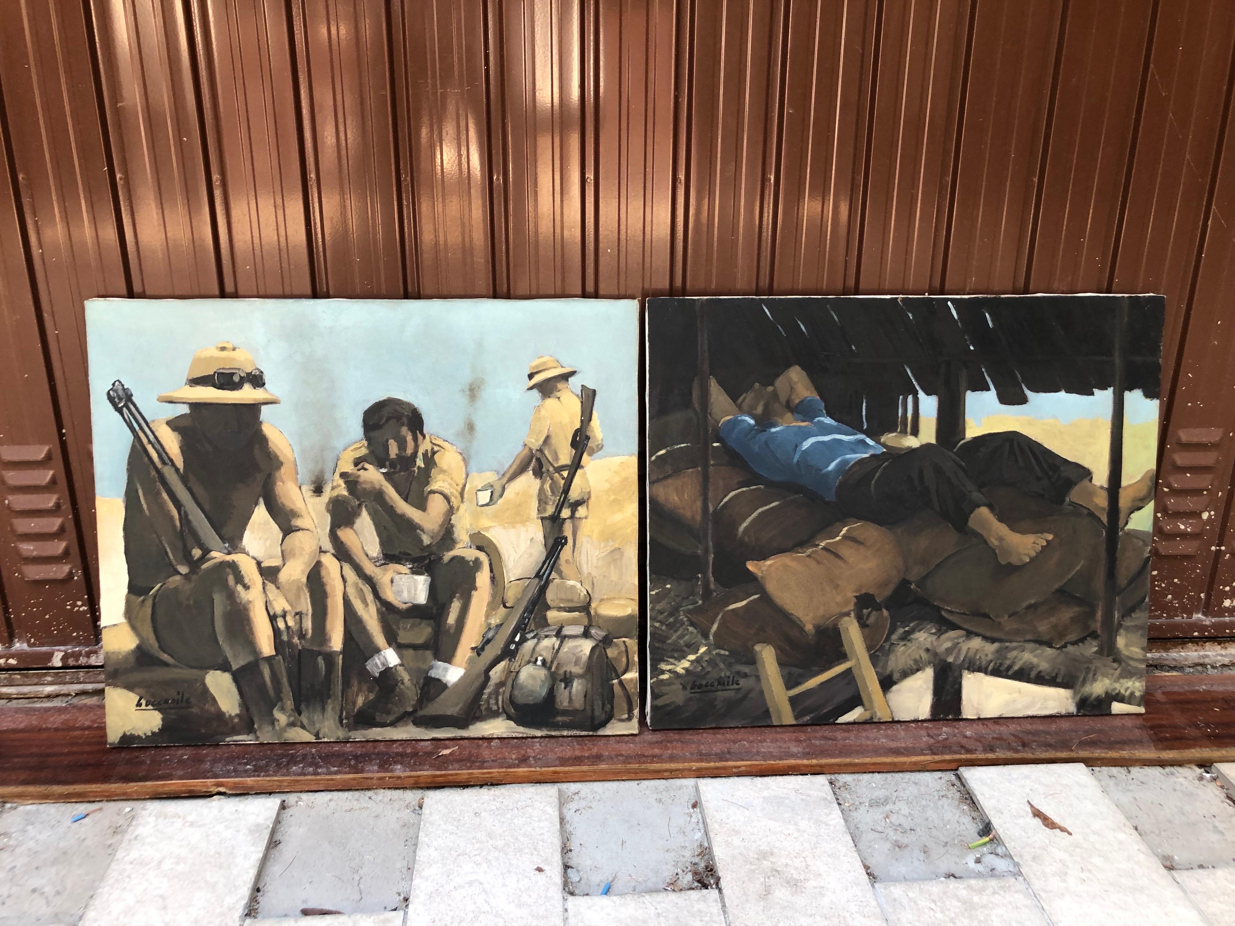 World War II Italian Soldiers in North Africa Desert by Bocassile, 1978 circa For Sale 3