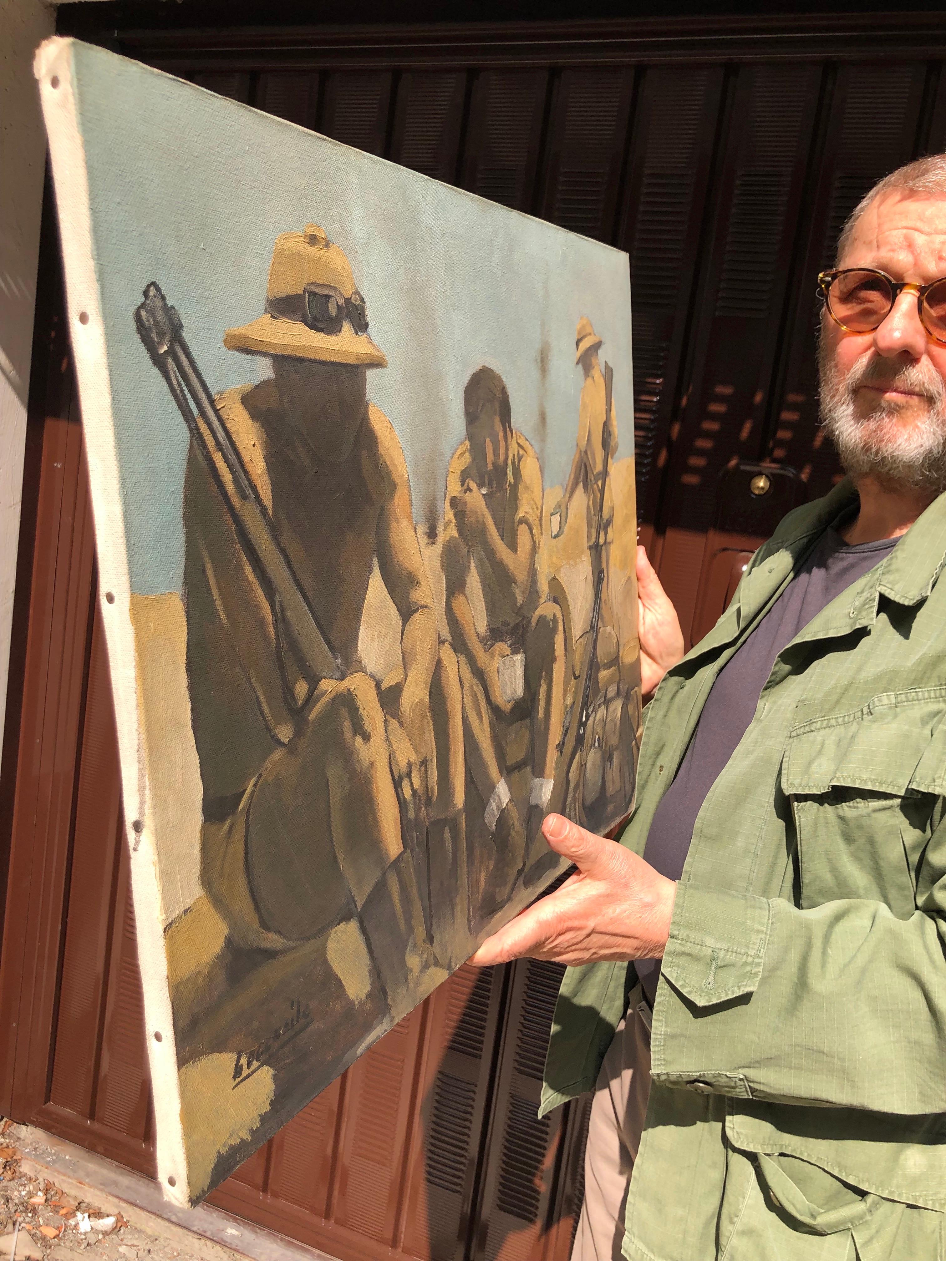 World War II Italian Soldiers in North Africa Desert by Bocassile, 1978 circa For Sale 4