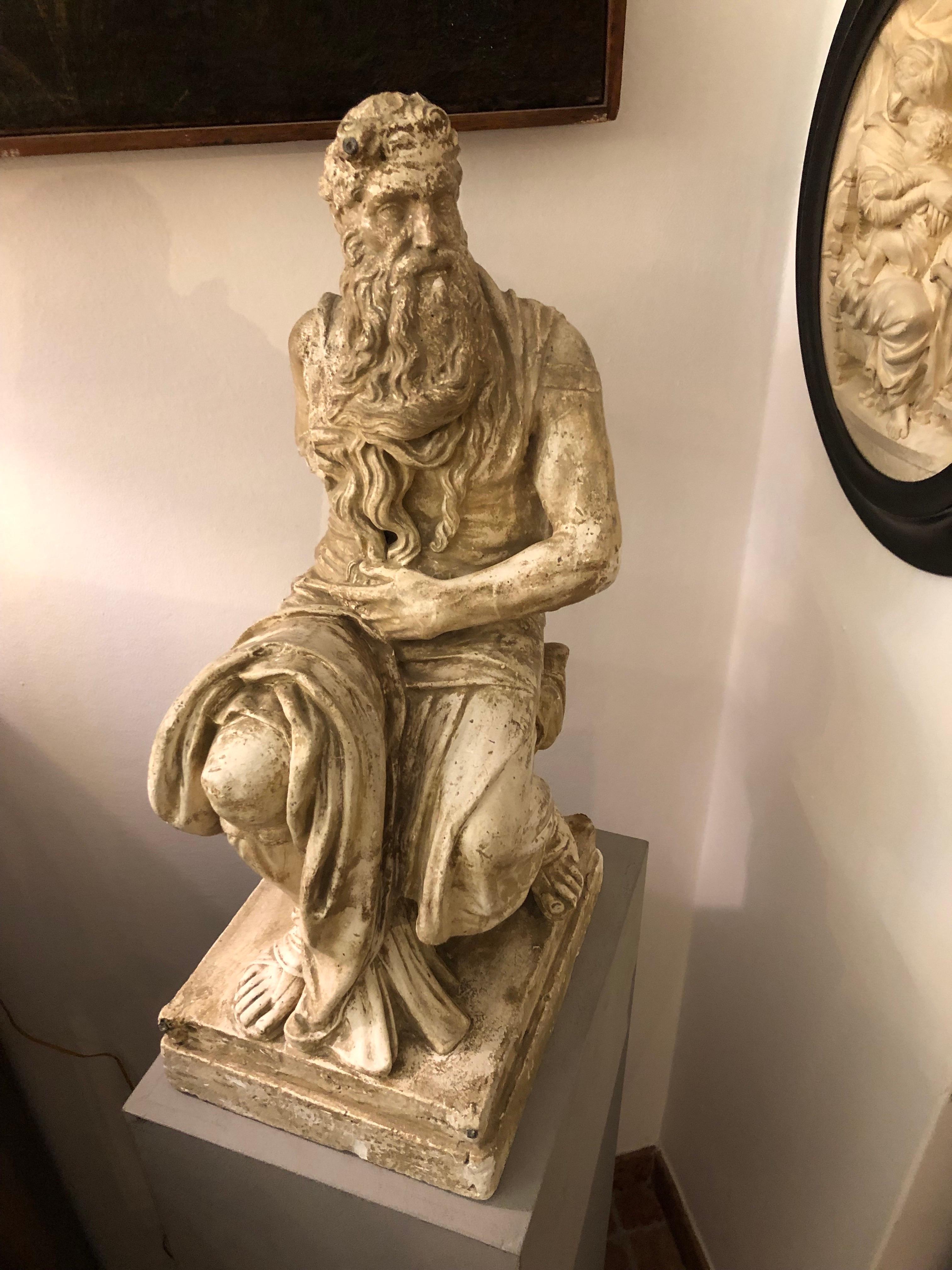 Scultura Italiana In Gesso Raffigurante Mosè Ispirata A Michelangelo Primi 1900 in vendita 7