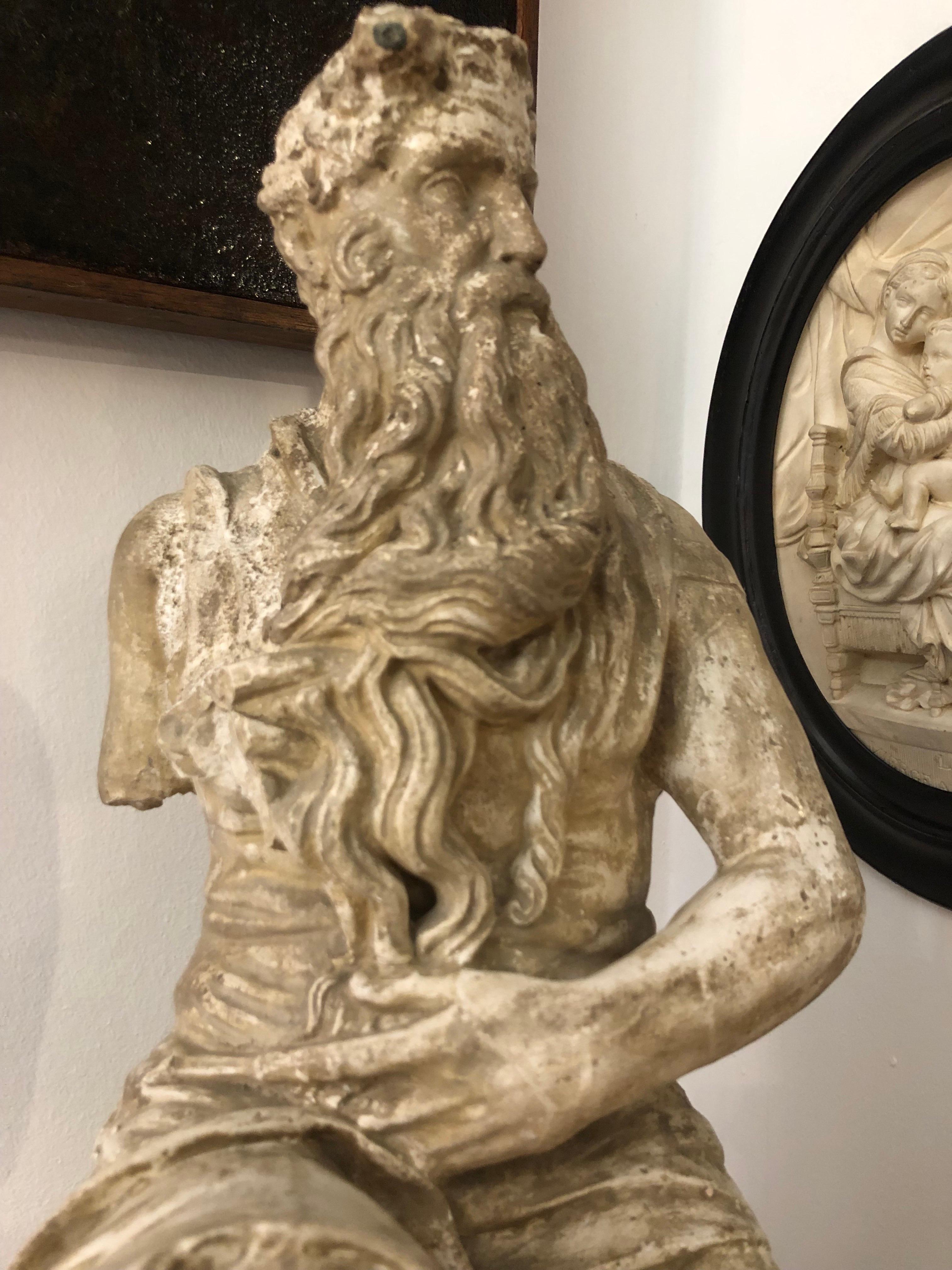 Scultura Italiana In Gesso Raffigurante Mosè Ispirata A Michelangelo Primi 1900 in vendita 9