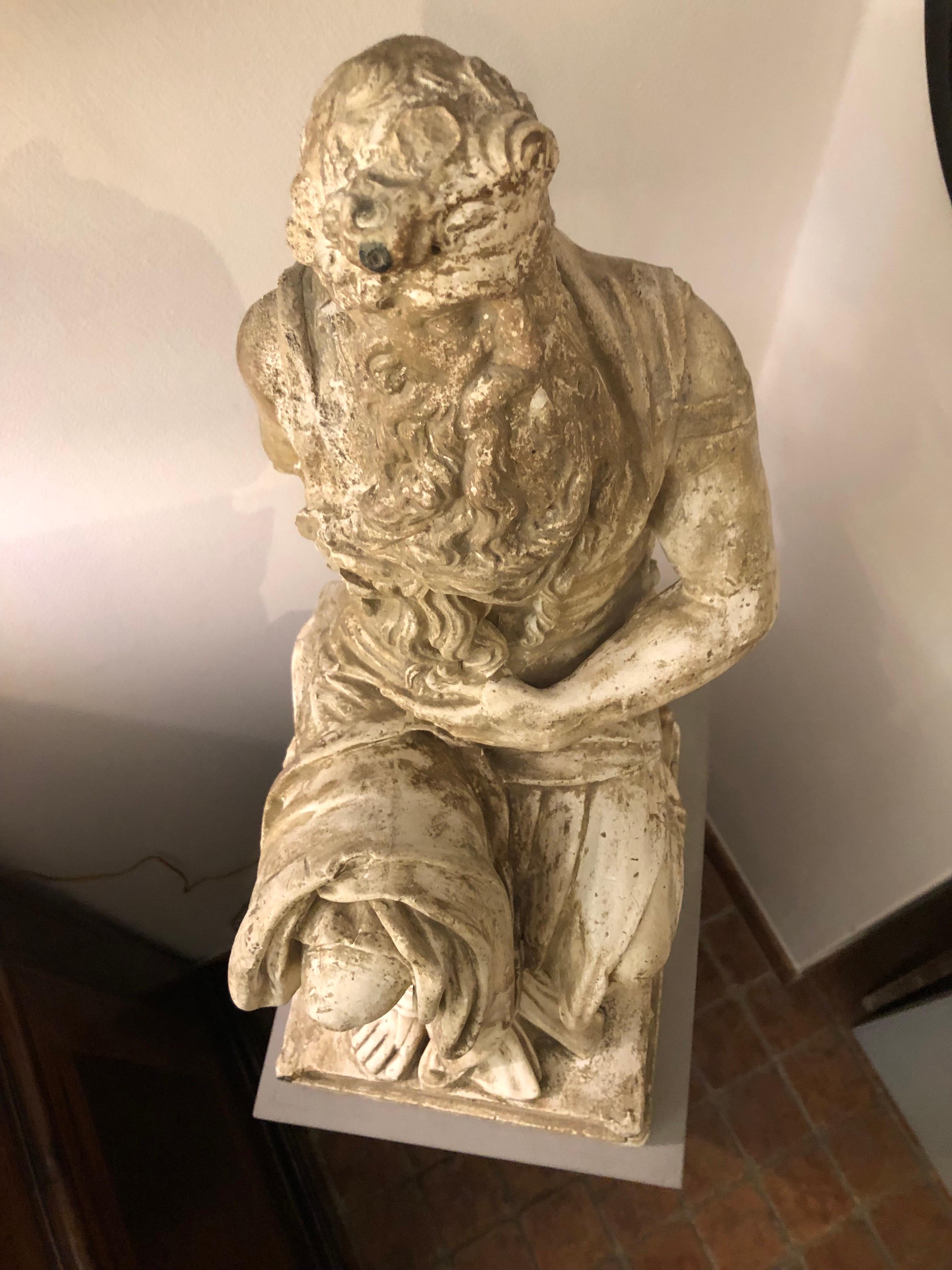 Scultura Italiana In Gesso Raffigurante Mosè Ispirata A Michelangelo Primi 1900 in vendita 10