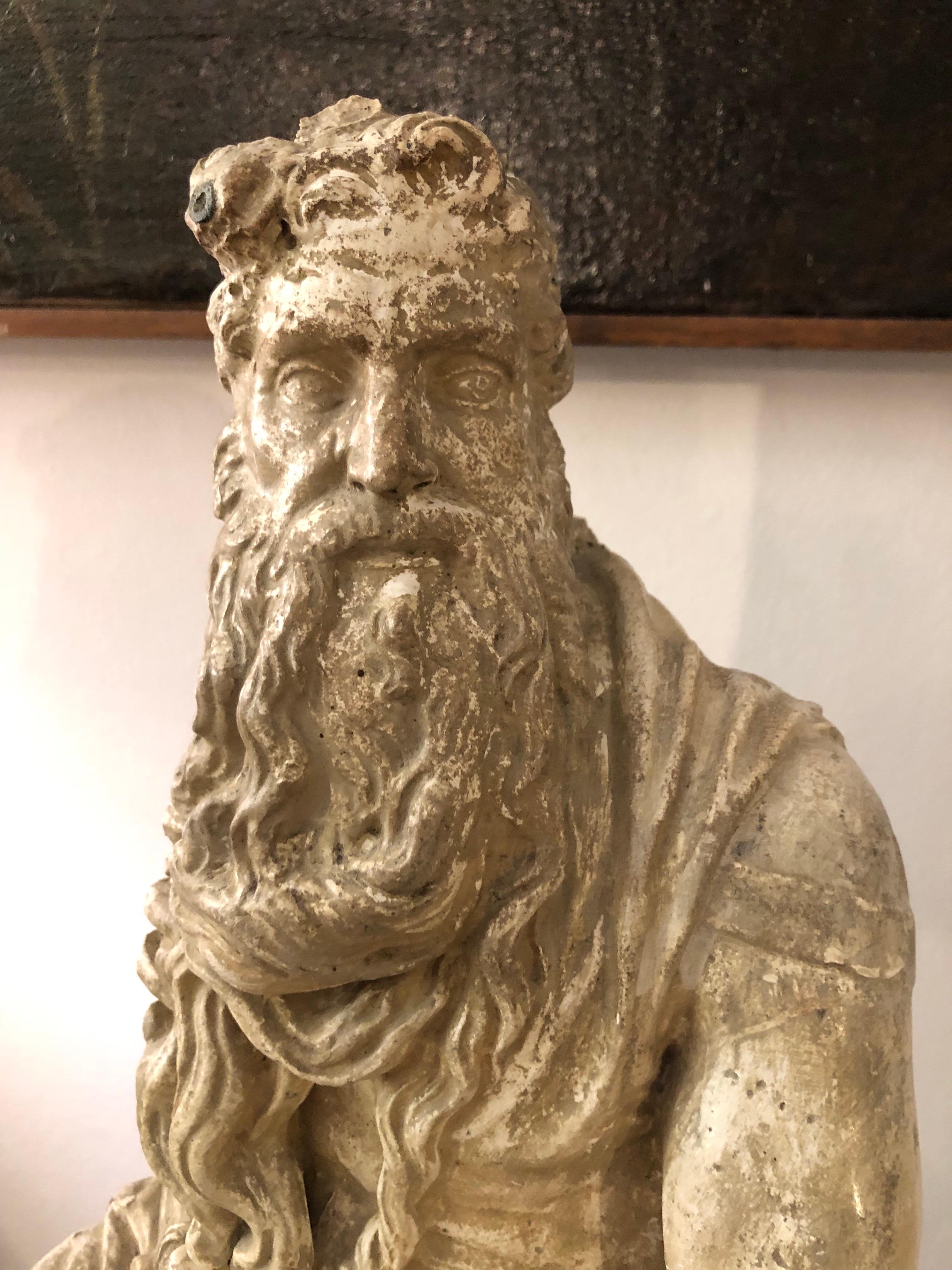 Scultura Italiana In Gesso Raffigurante Mosè Ispirata A Michelangelo Primi 1900 in vendita 12