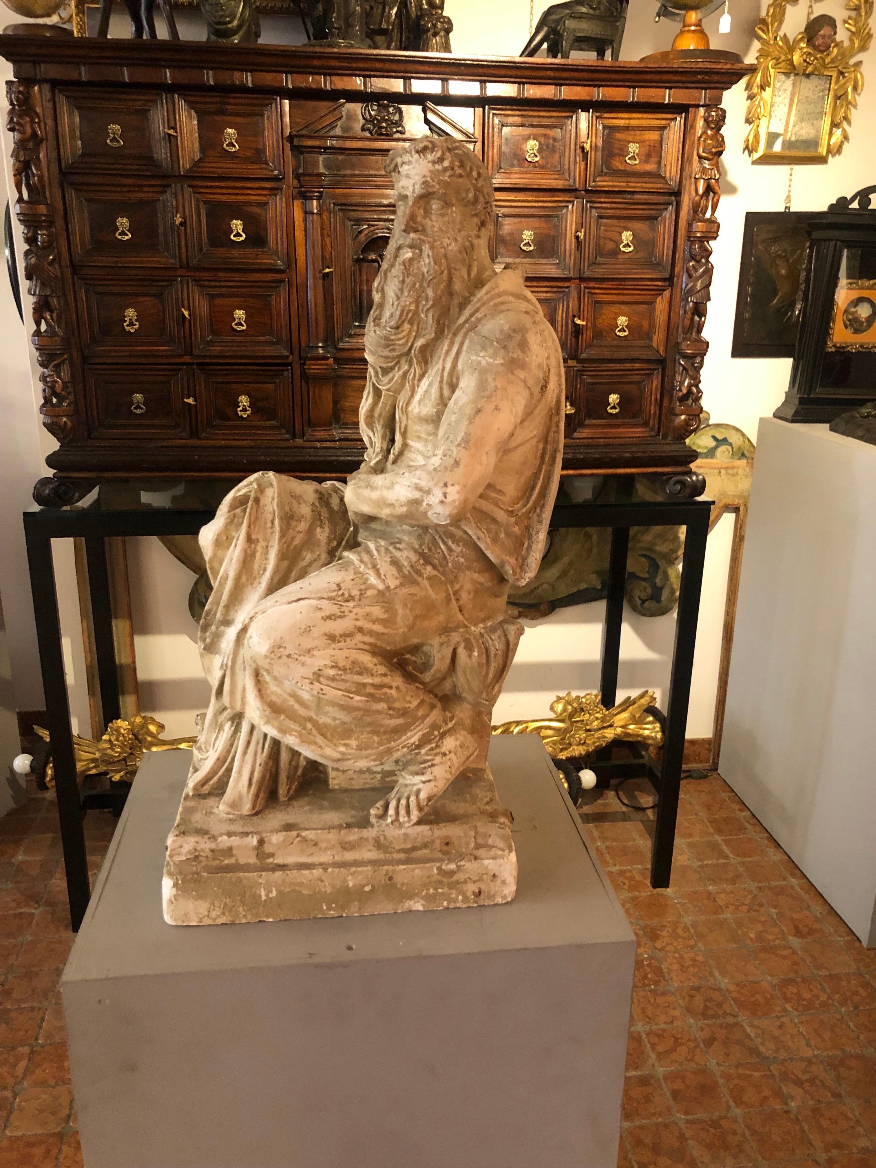Scultura Italiana In Gesso Raffigurante Mosè Ispirata A Michelangelo Primi 1900 in vendita 13