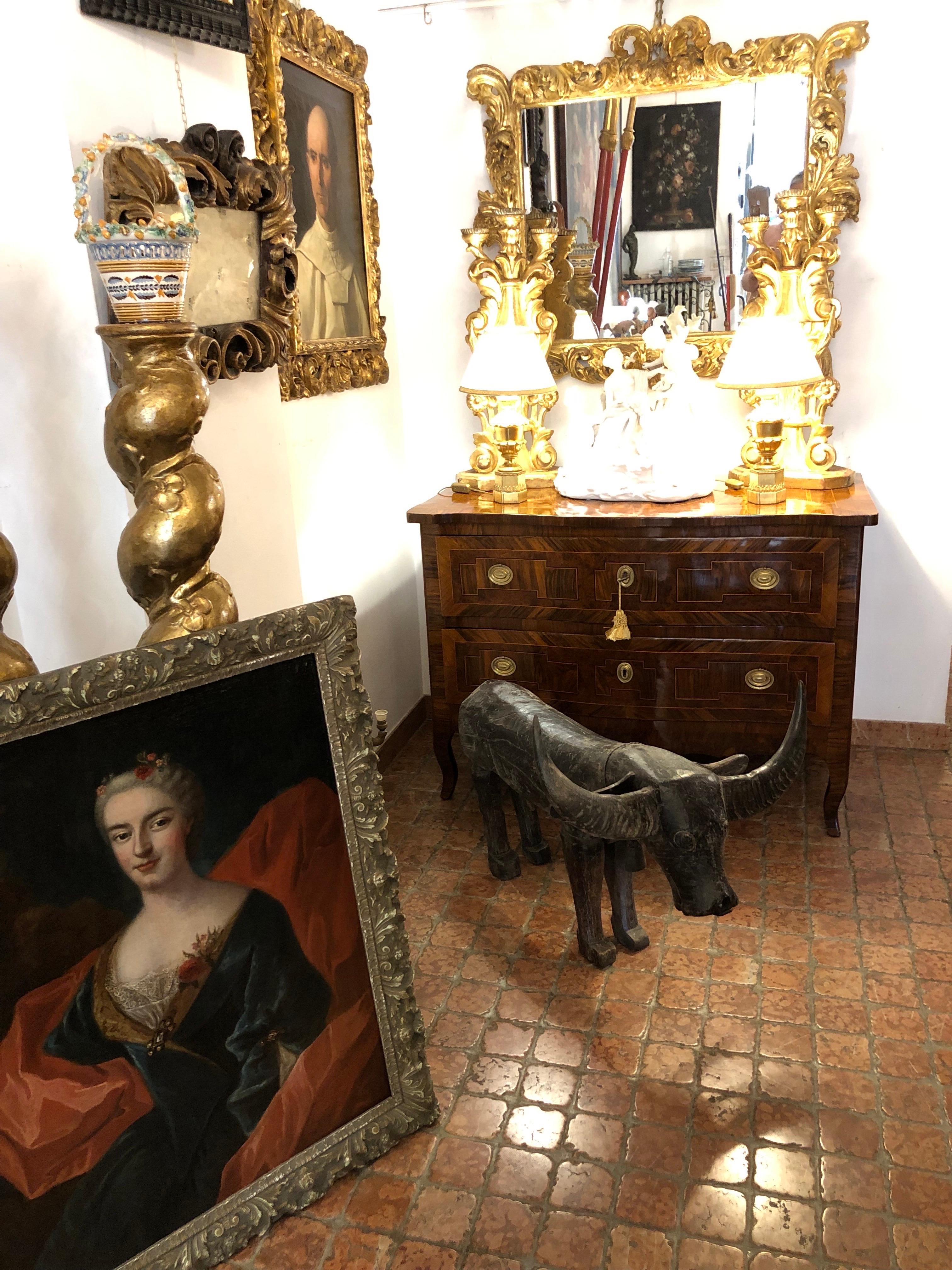 Bufalo D' Acqua Scultura Orientale In Legno Con Corna 1800 en venta 2