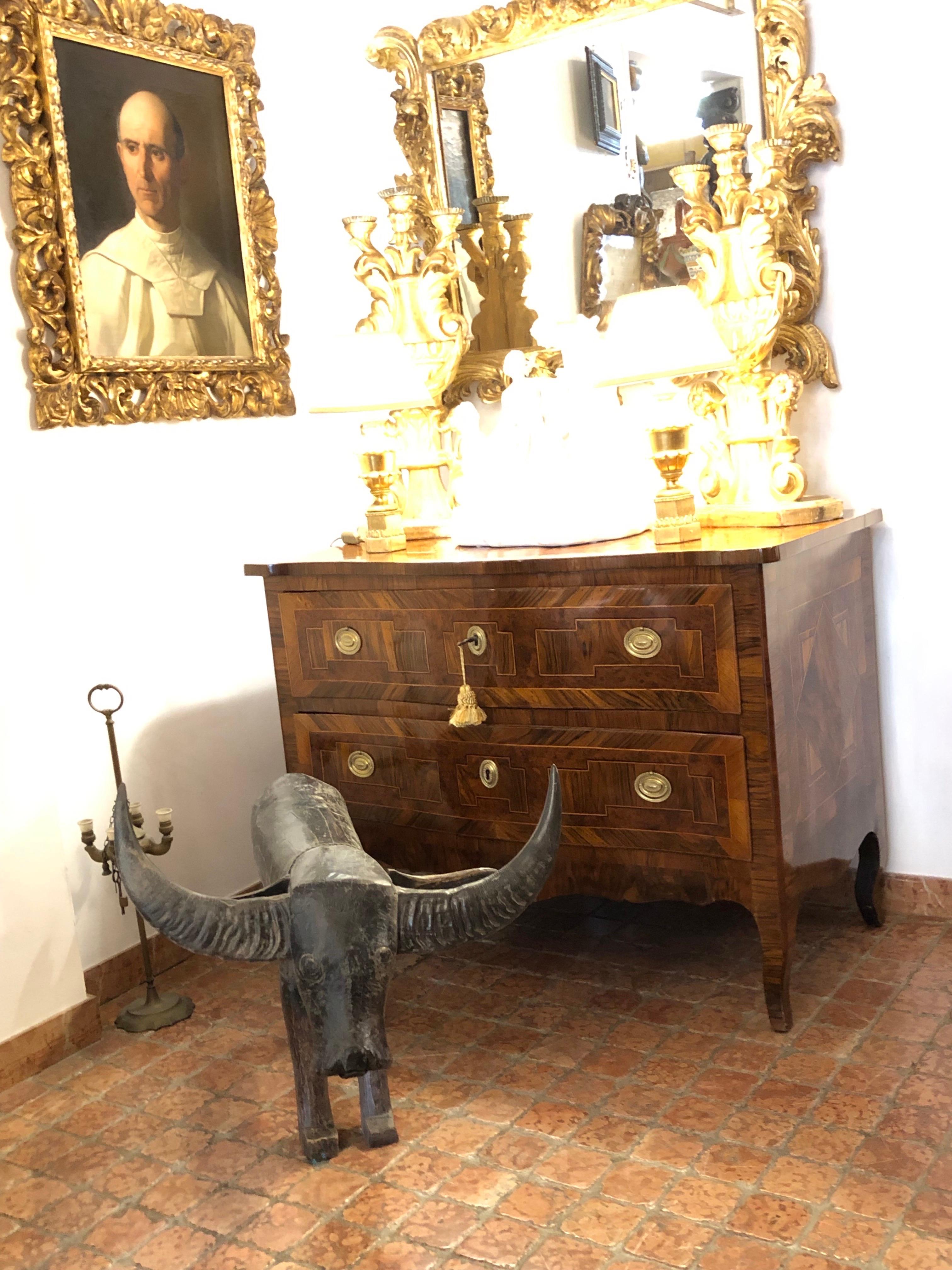 Bufalo D' Acqua Scultura Orientale In Legno Con Corna 1800 en venta 3