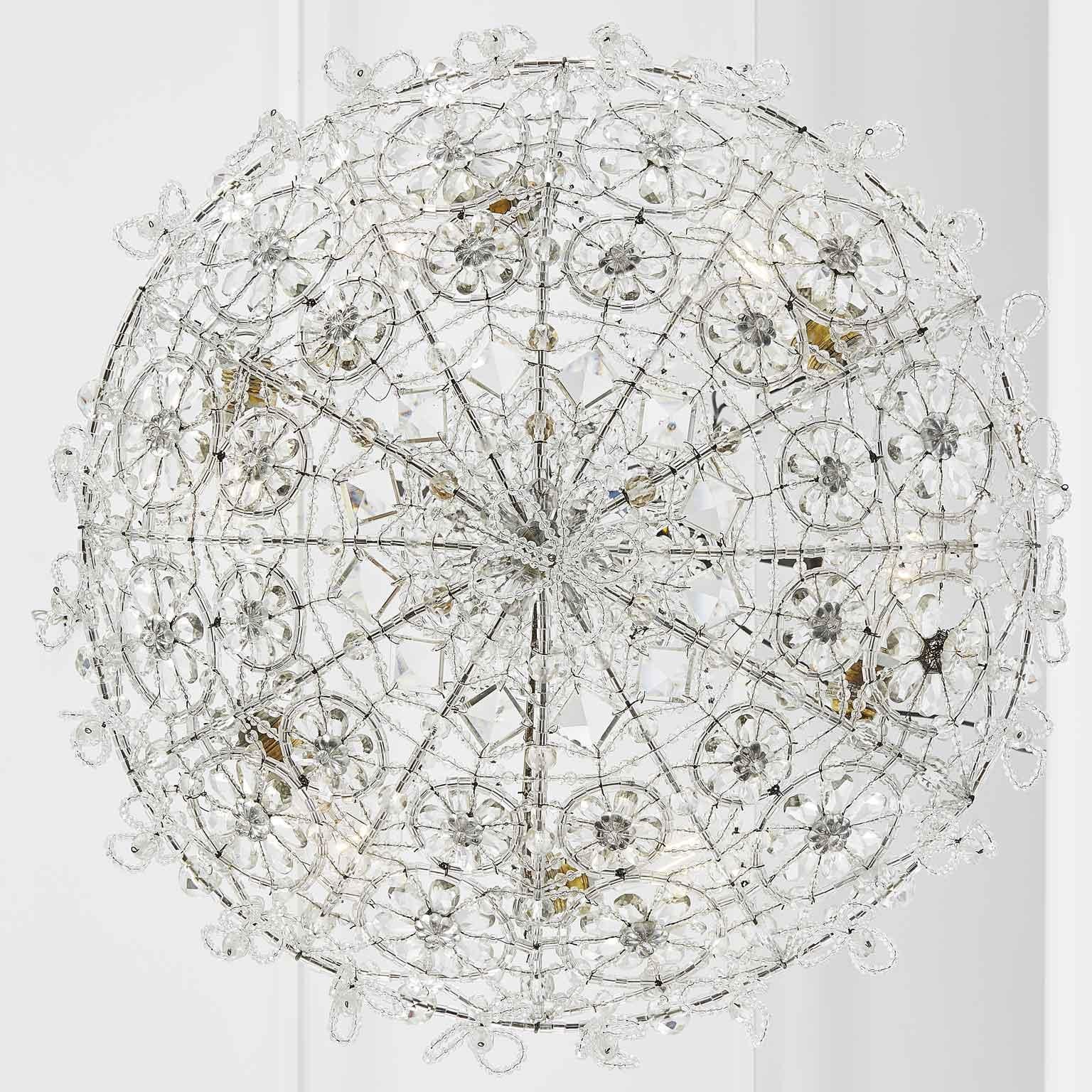 20th Century Italian Beaded Crystal Flush Mount Umbrella Chandelier 10