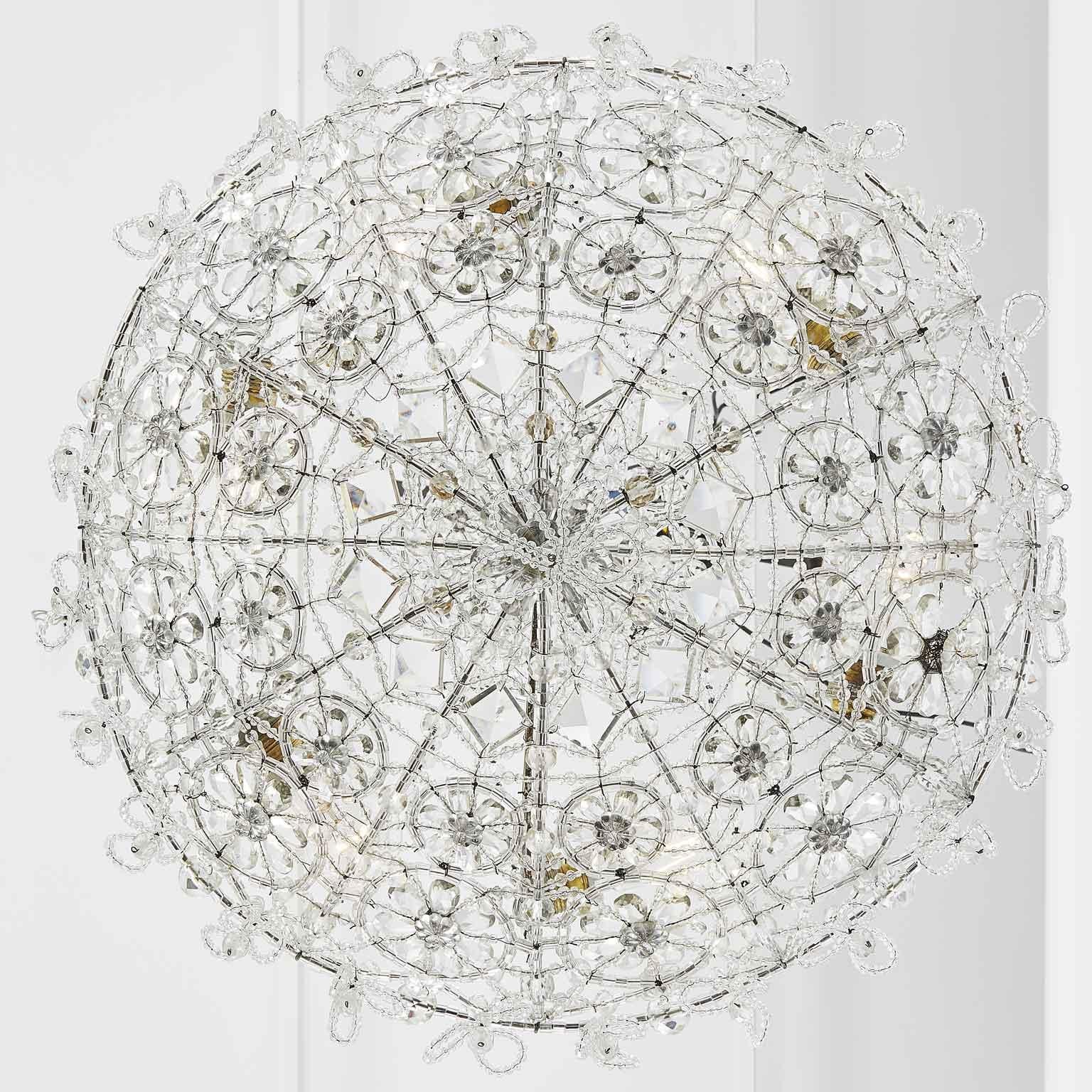 20th Century Italian Beaded Crystal Flush Mount Umbrella Chandelier  10