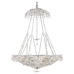 20th Century Italian Beaded Crystal Flush Mount Umbrella Chandelier
