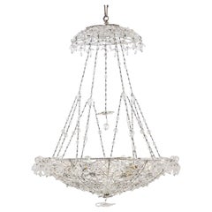 Vintage 20th Century Italian Beaded Crystal Flush Mount Umbrella Chandelier 