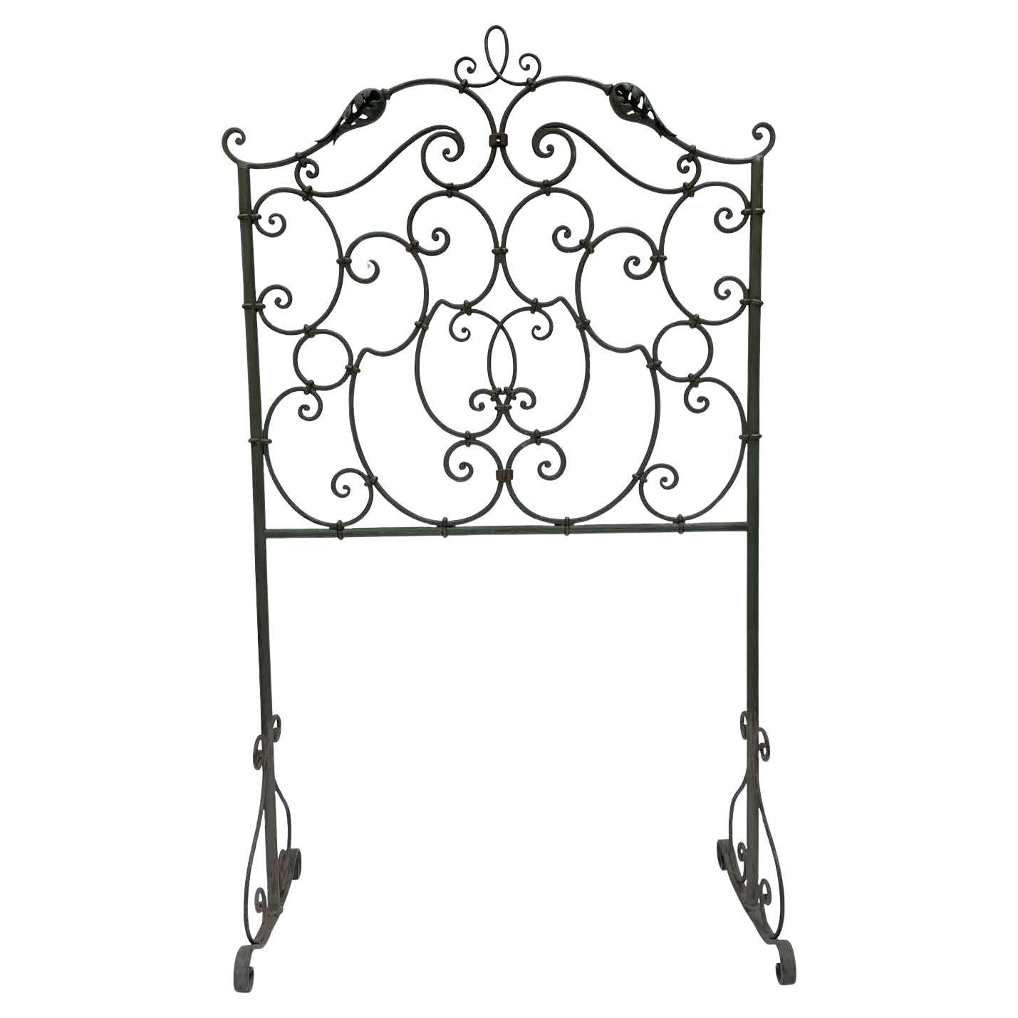 Italian Wrought Iron Children's Bed Headboard Green Early 1900s