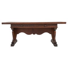 Antique Italian Walnut Desk Table With Drawers Renaissance Revival 19th Century