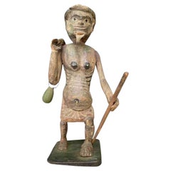 Antique Asian Shaman Figure from Myanmar Late 1800s In Polychrome Wood