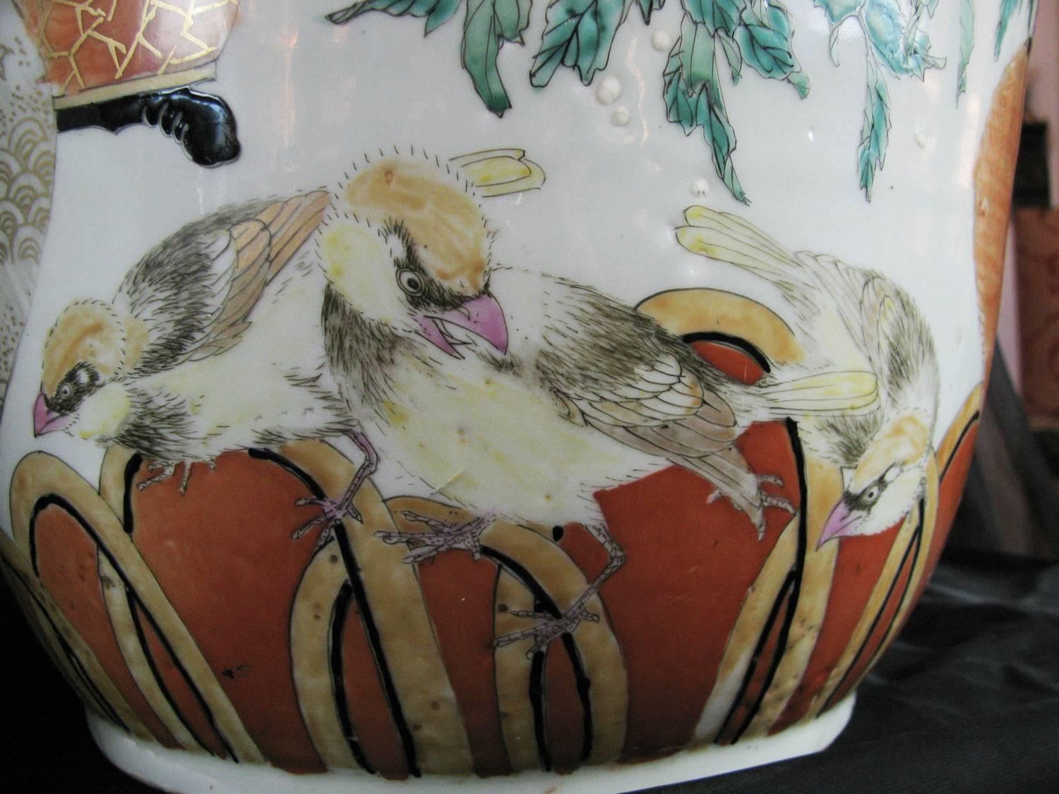 Pair of Large Japanese Porcelain Vases 19th Century Kutani Style (Porzellan)