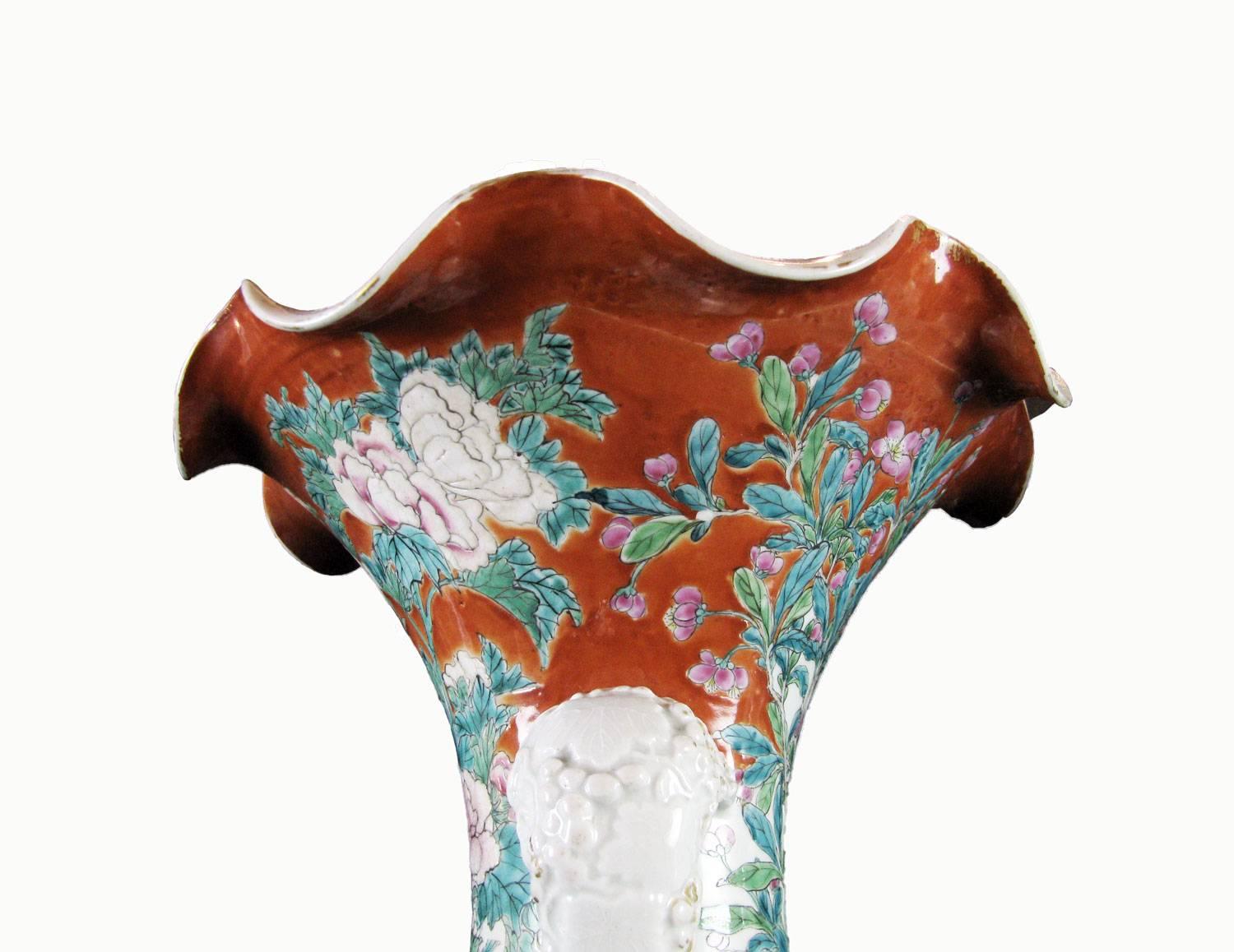 Pair of Large Japanese Porcelain Vases 19th Century Kutani Style 1