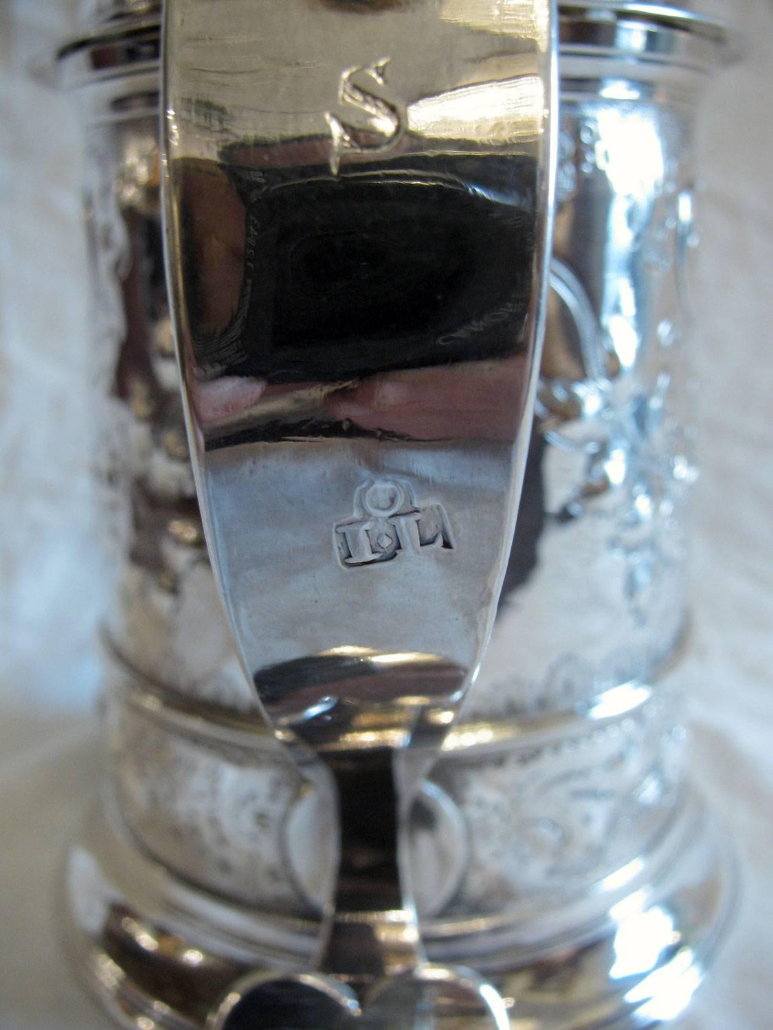 George III Sterling Silver Lidded Tankard Newcastle, 1772 by John Langlands I 3