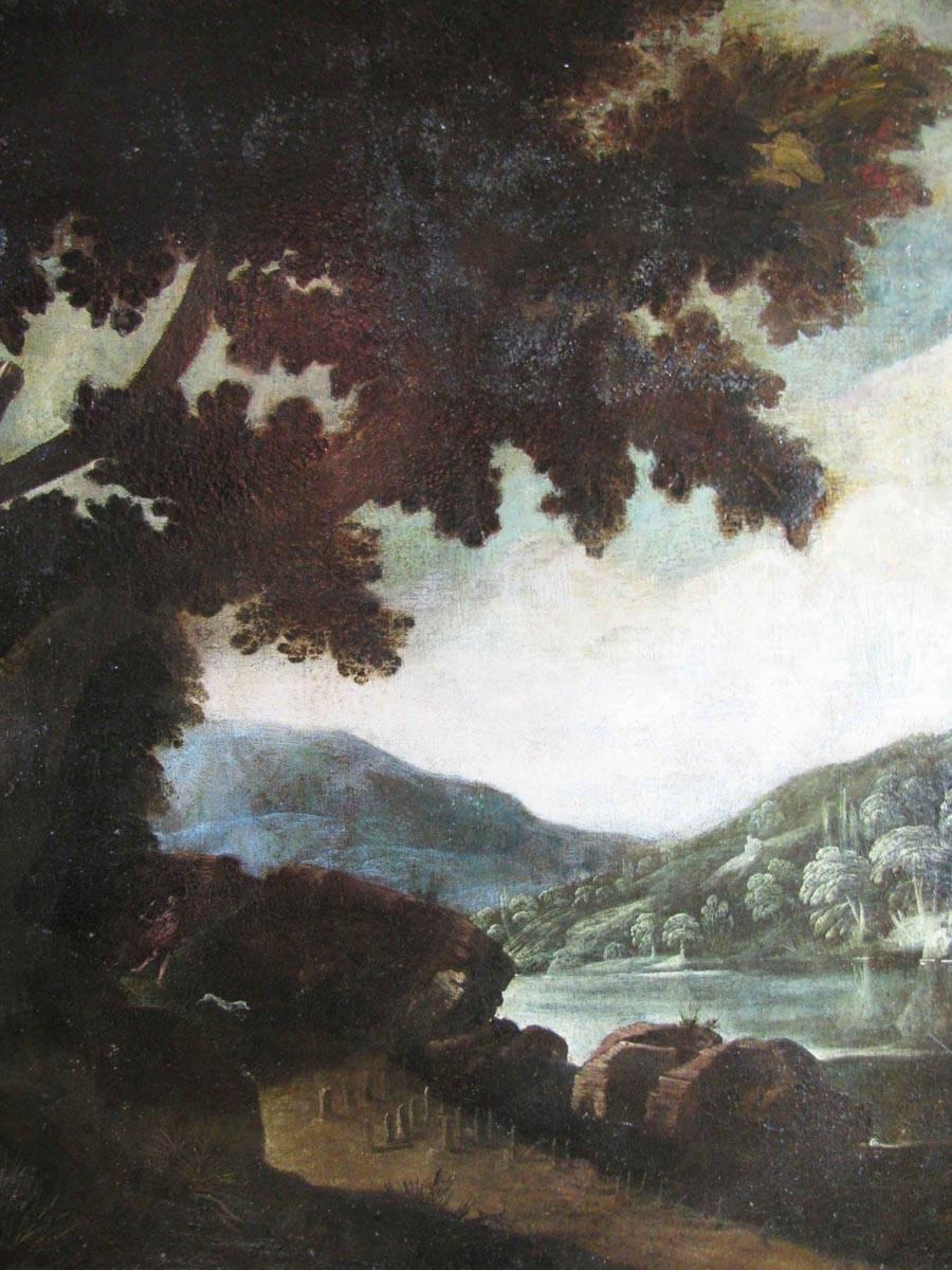 Large 18th Century Italian Landscape Allegory of Love and Fertility In Good Condition In Milan, IT
