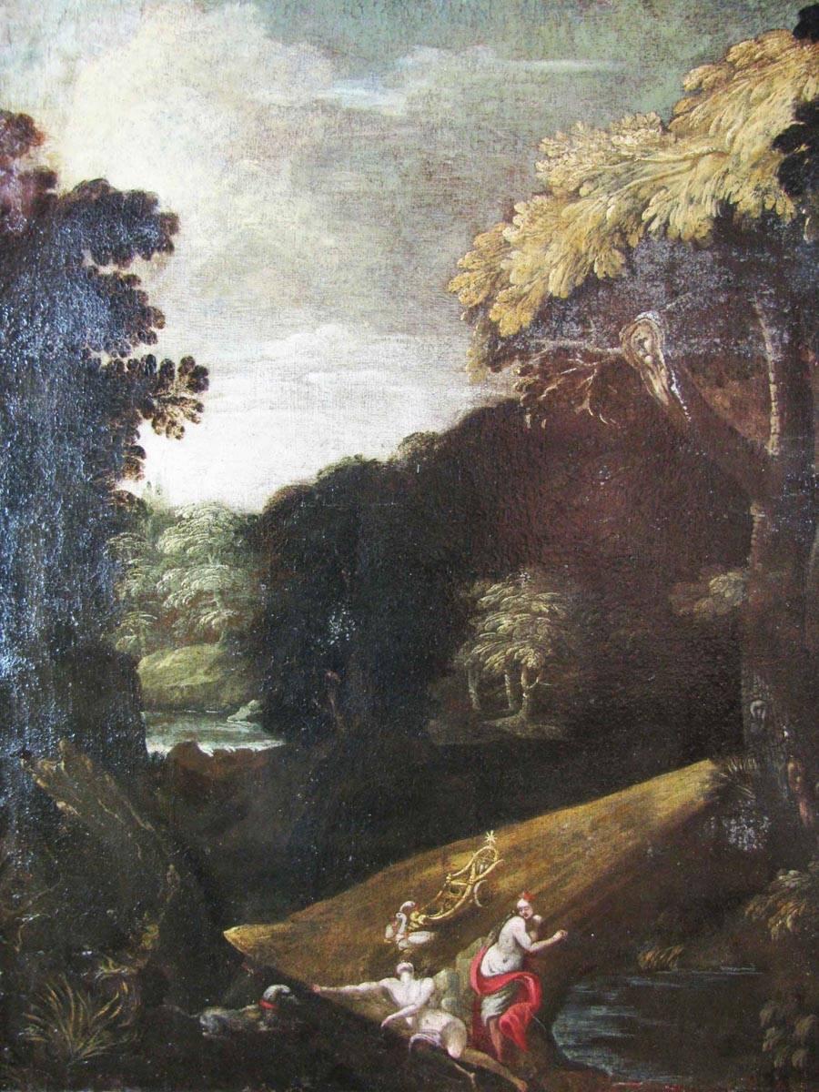 Canvas Large 18th Century Italian Landscape Allegory of Love and Fertility