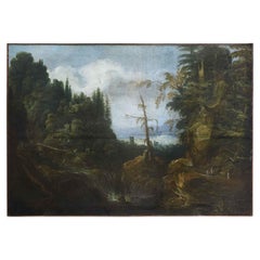 Baroque Mountain Landscape 18th Century Venetian School 99 x 70 in Painting
