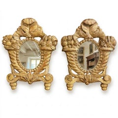Cadres avec miroir en bois sculpté et doré, Cartaglorie italiennes, 1800