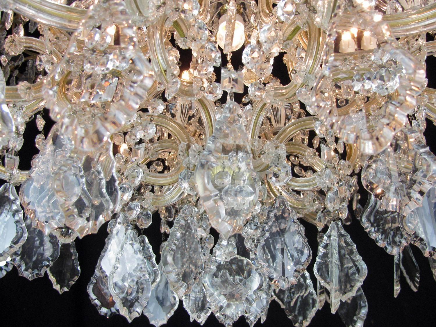 Large Italian Maria Theresa TwentyFour Light Crystal Chandelier Mid 20th Century 2