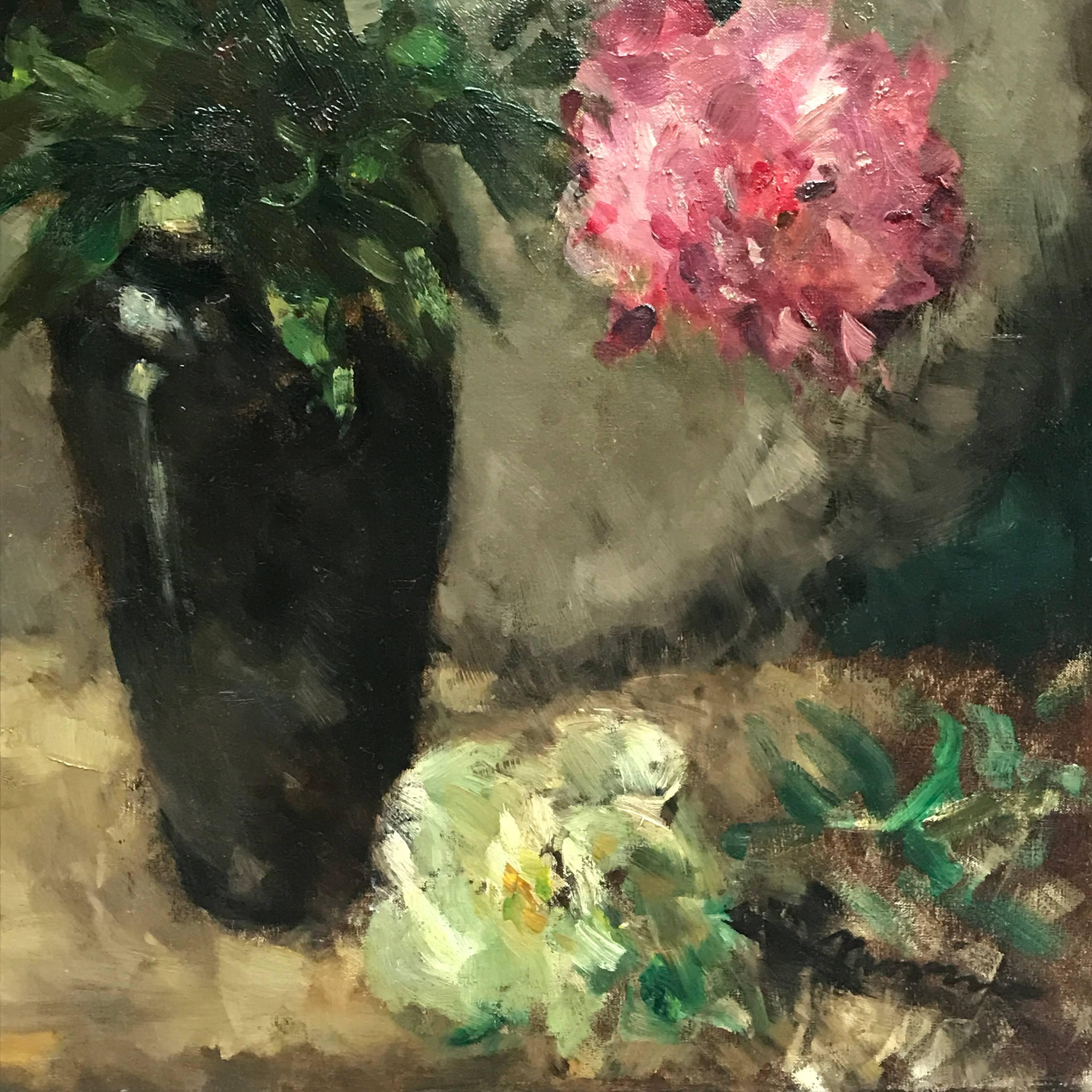 Early 20th Century Austrian Still Life Peonies Flowers by Pick Morino 2