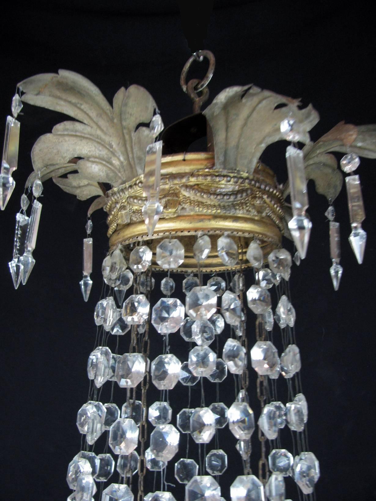 Large 18th Century Italian Empire Chandelier Sixteen-Light Crystal Gilt Brass  8
