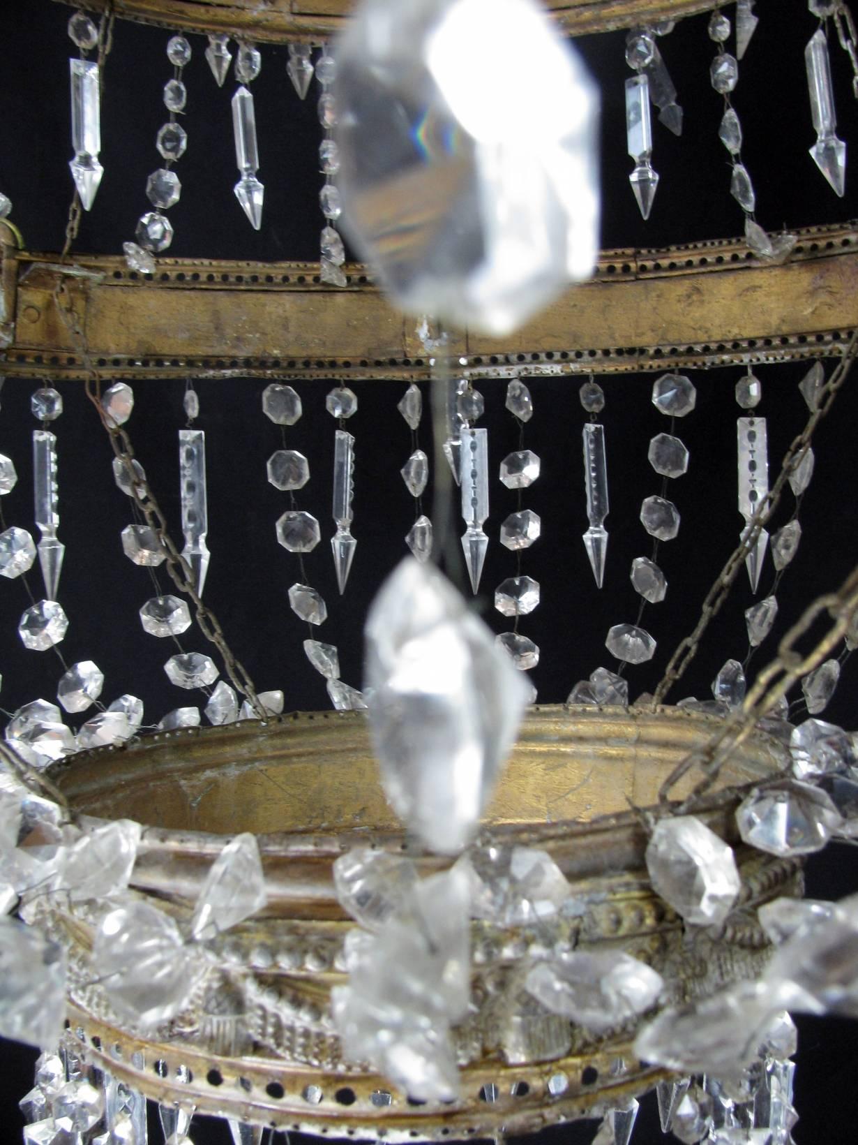 Large 18th Century Italian Empire Chandelier Sixteen-Light Crystal Gilt Brass  10