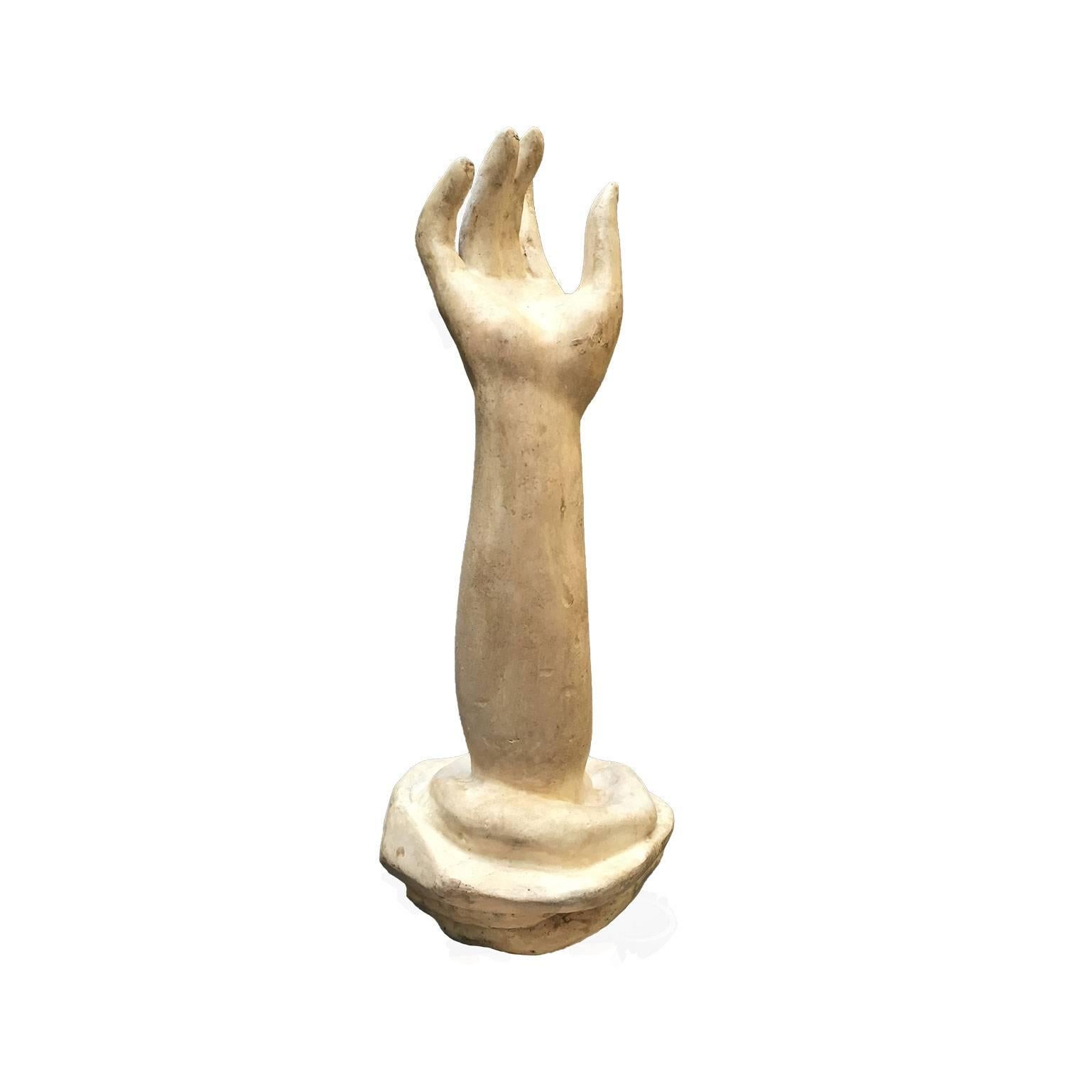 19th Century Italian Ivory Painted and Carved Hand Sculpture of Female Arm In Good Condition In Milan, IT