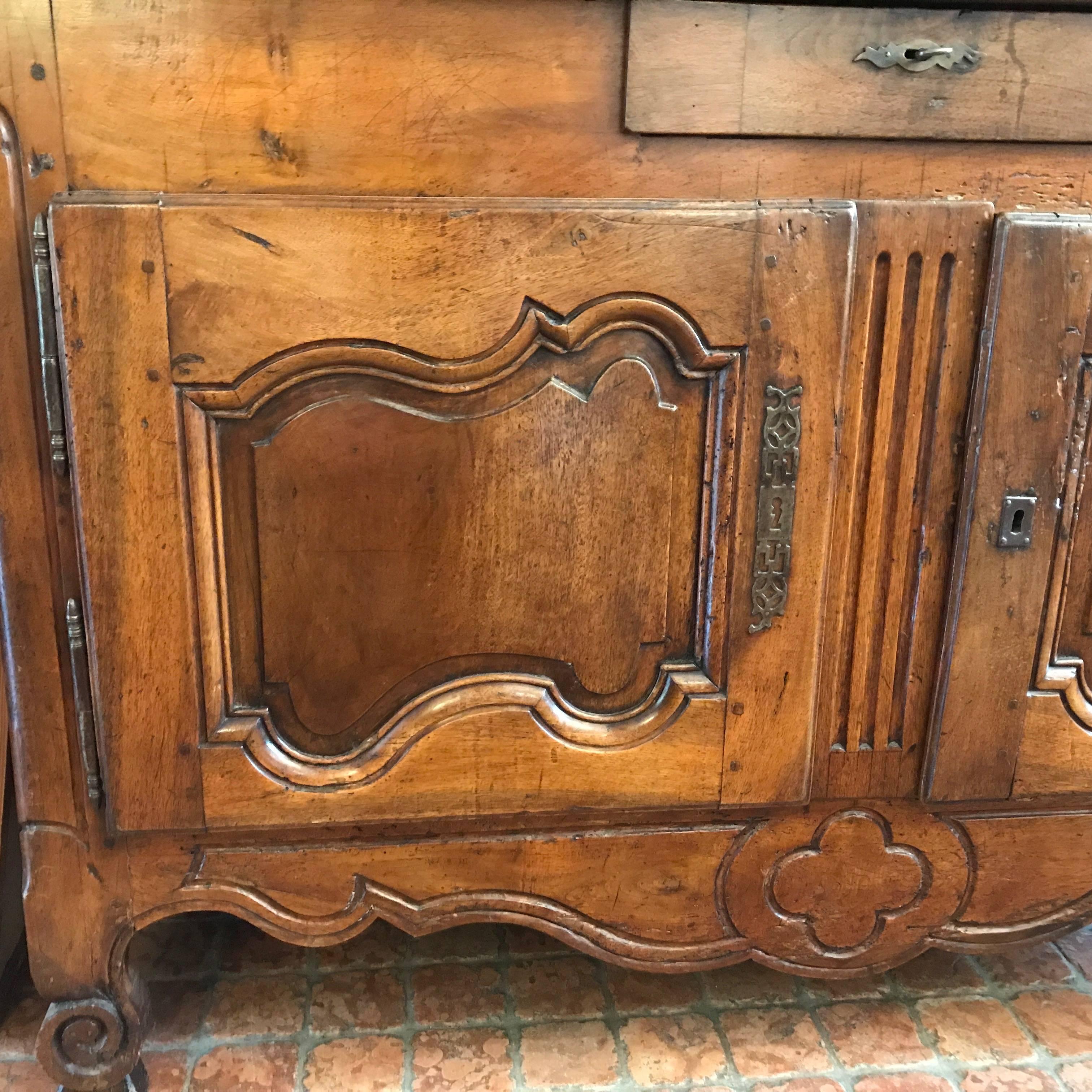 18th Century French Walnut Buffet Louis XV Provencal Two-Part Cupboard 11