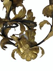 Pair of 20th Century Gold Leaf Gilded Wrought Iron Four-Light Sconces