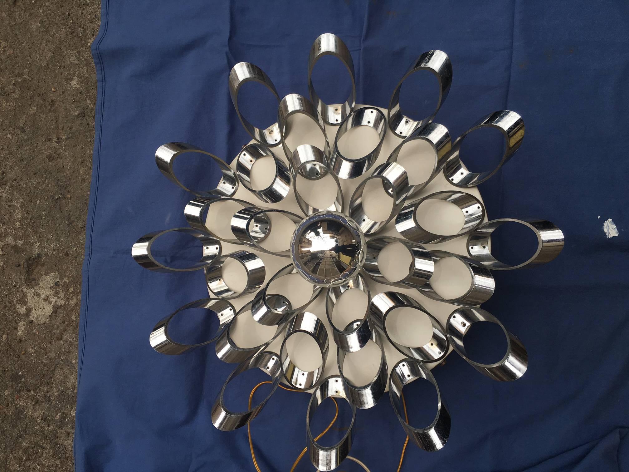 1970s Italian Metal and Chromed Plastic One-Light Ceiling Fixture or Sconce 3