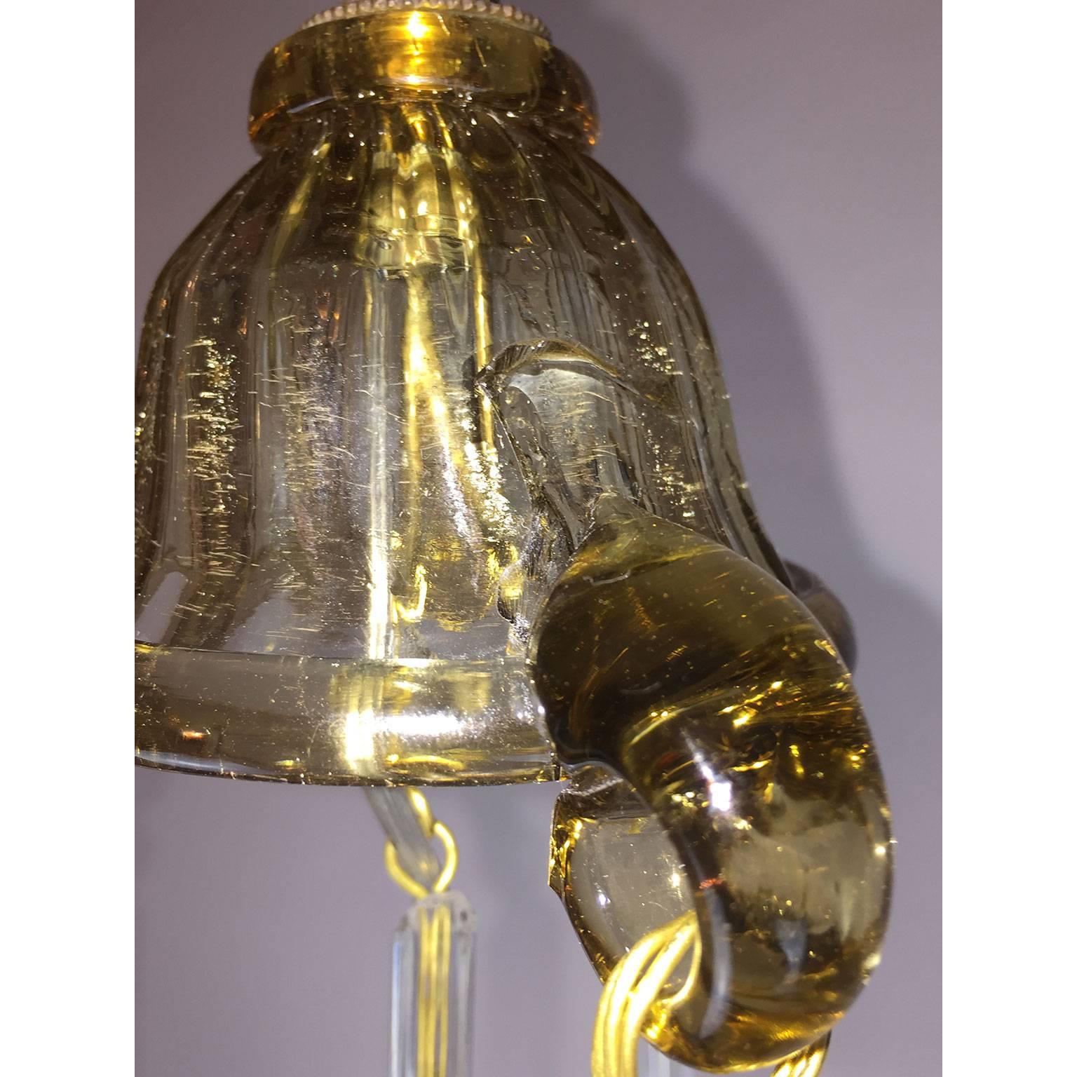 Venetian Murano Amber Glass Lantern, circa 1940 1