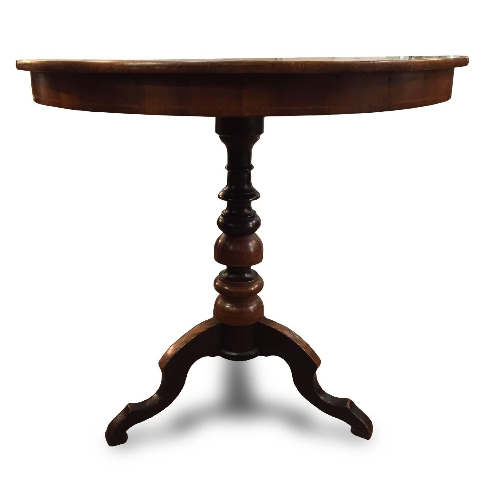 Cherry Mid-19th Century Italian Marquetry Circular Centre Table from Rolo