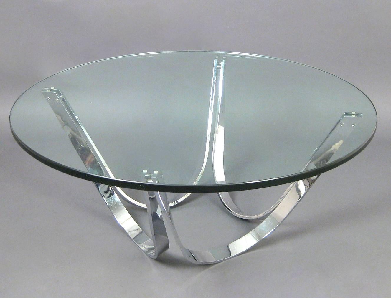Mid-Century Modern Chrome and Glass Coffee Table Produced by Tri-Mark Designs