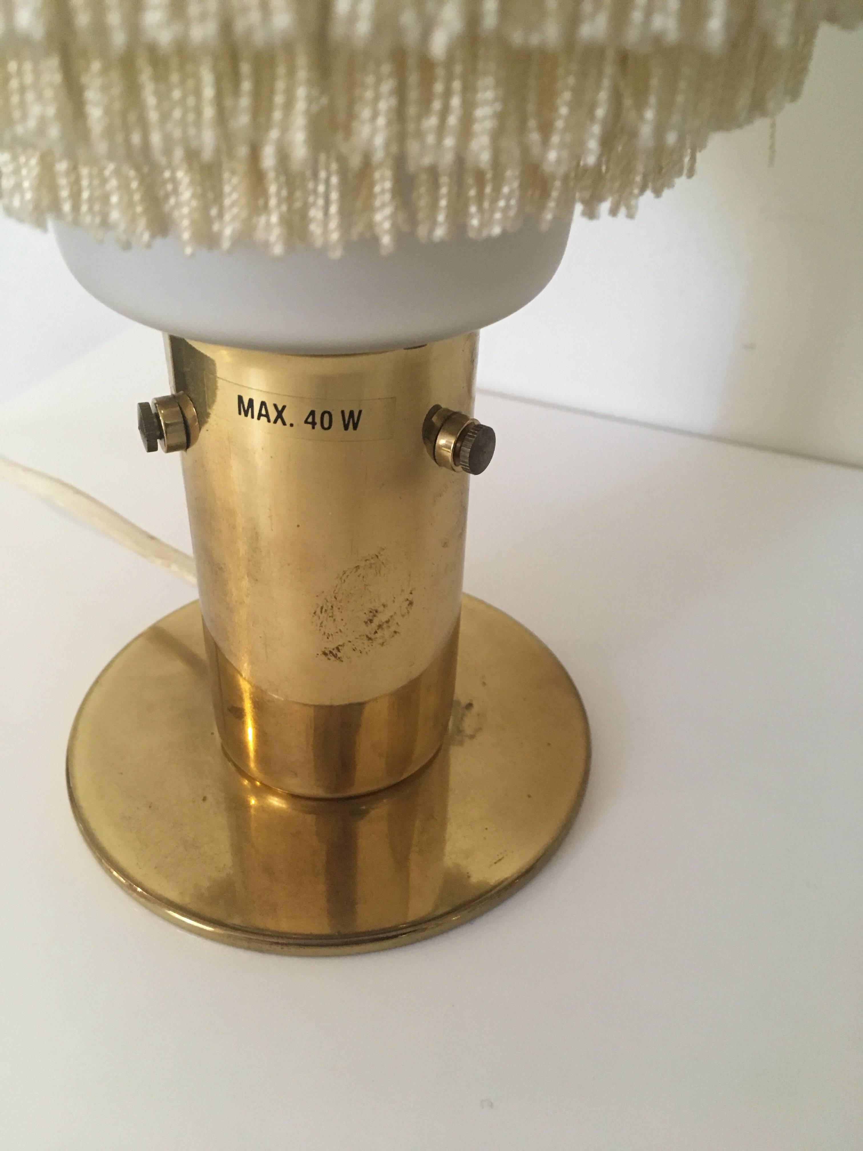 Brass Pair of Fringed Hans-Agne Jakobsson Table Lamps, Model B-145