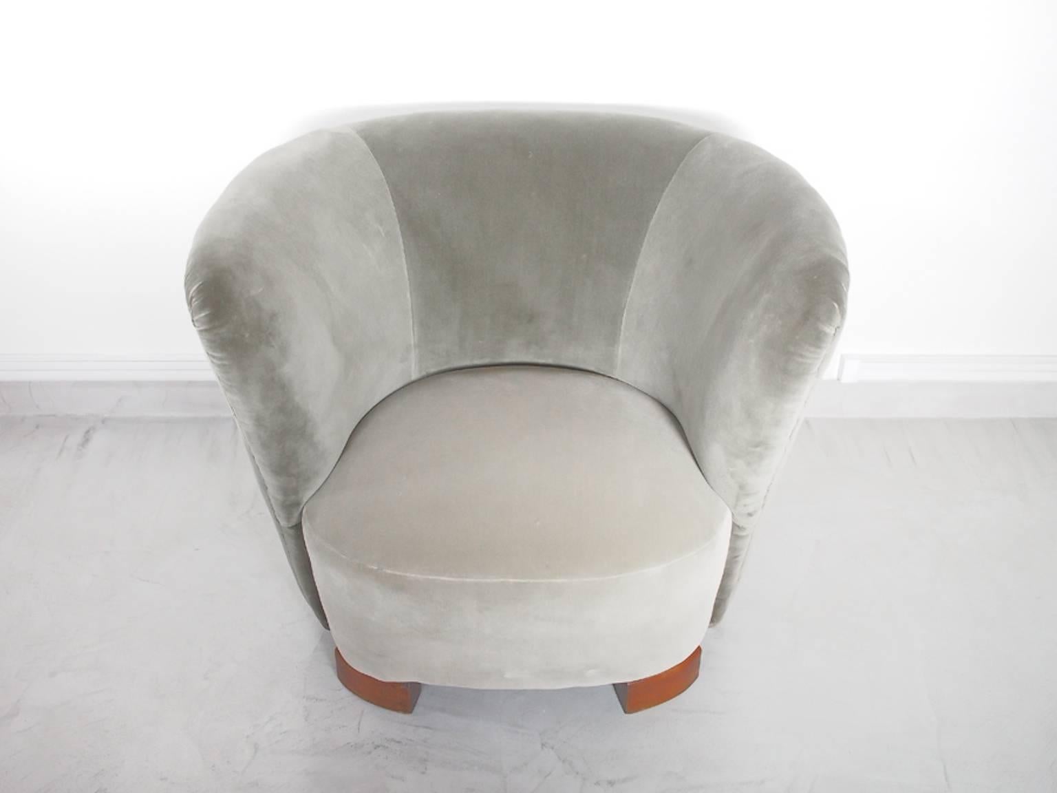Stained Danish Art Deco Armchair